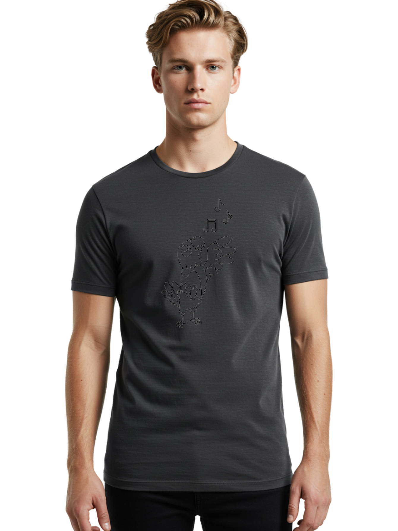 Singing-Parrot-3 Men'S Graphic Tee, 100% Cotton, Comfortable Casual Summer Wear, Machine Washable, Parrot Singing, Musical Notes, Cartoon Bird, Whimsical Design, Playful Illustration, Music Lover, Bird Enthusiast, Creative Art Aab886 20