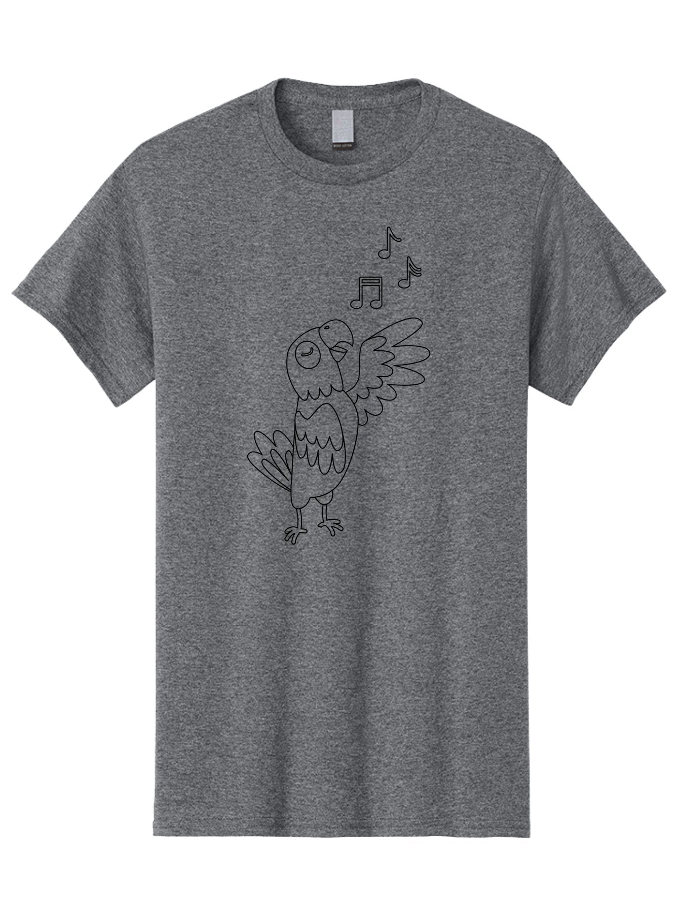 Singing-Parrot-3 Men'S Graphic Tee, 100% Cotton, Comfortable Casual Summer Wear, Machine Washable, Parrot Singing, Musical Notes, Cartoon Bird, Whimsical Design, Playful Illustration, Music Lover, Bird Enthusiast, Creative Art Aab886 15