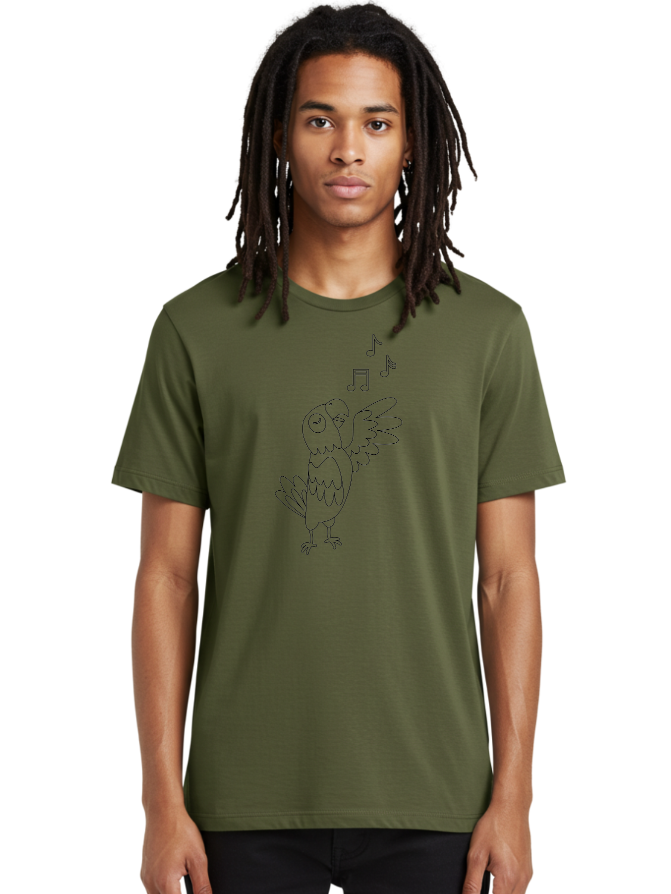 Singing-Parrot-3 Men'S Graphic Tee, 100% Cotton, Comfortable Casual Summer Wear, Machine Washable, Parrot Singing, Musical Notes, Cartoon Bird, Whimsical Design, Playful Illustration, Music Lover, Bird Enthusiast, Creative Art Aab886 18