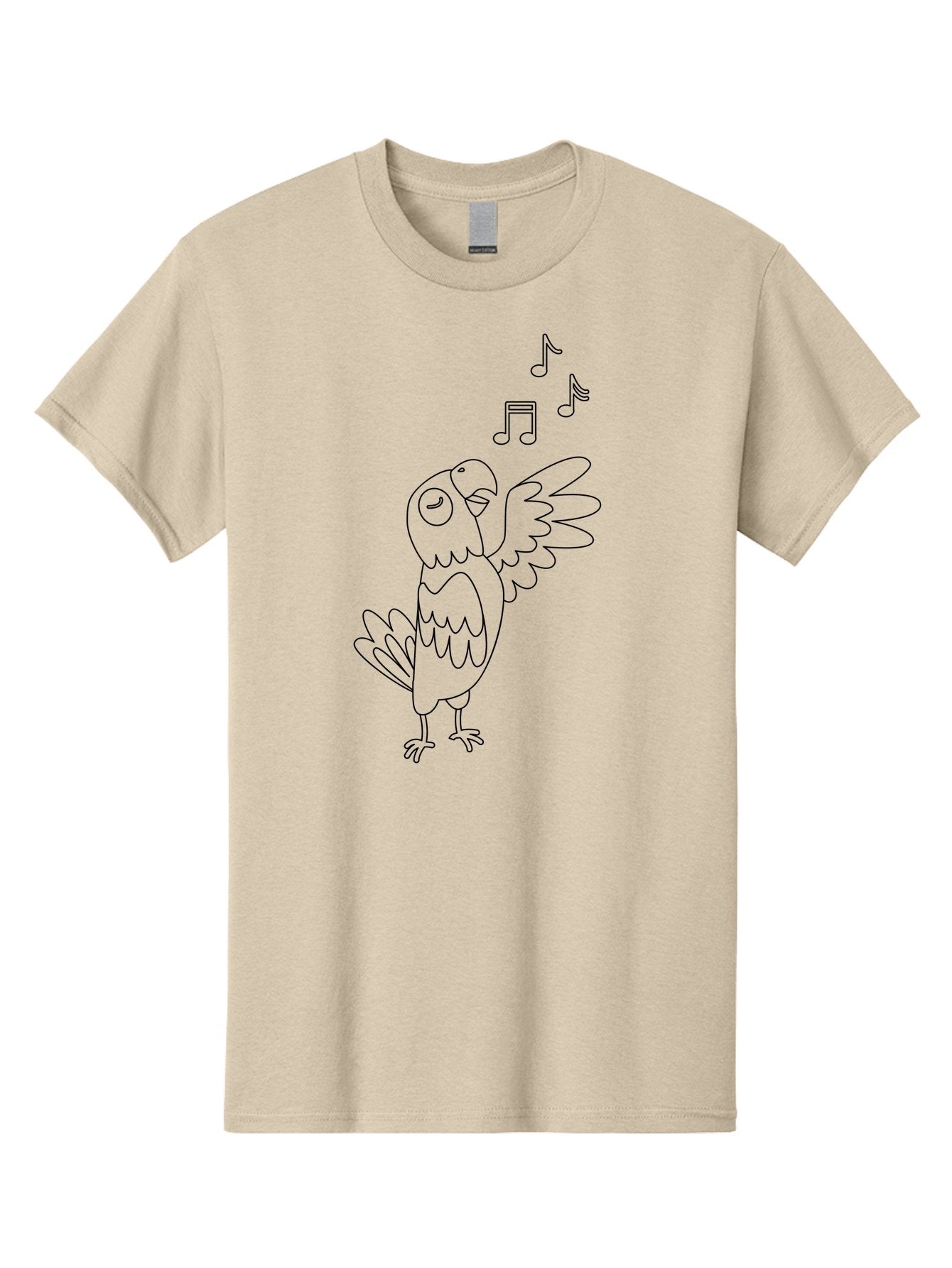 Singing-Parrot-3 Men'S Graphic Tee, 100% Cotton, Comfortable Casual Summer Wear, Machine Washable, Parrot Singing, Musical Notes, Cartoon Bird, Whimsical Design, Playful Illustration, Music Lover, Bird Enthusiast, Creative Art Aab886 14