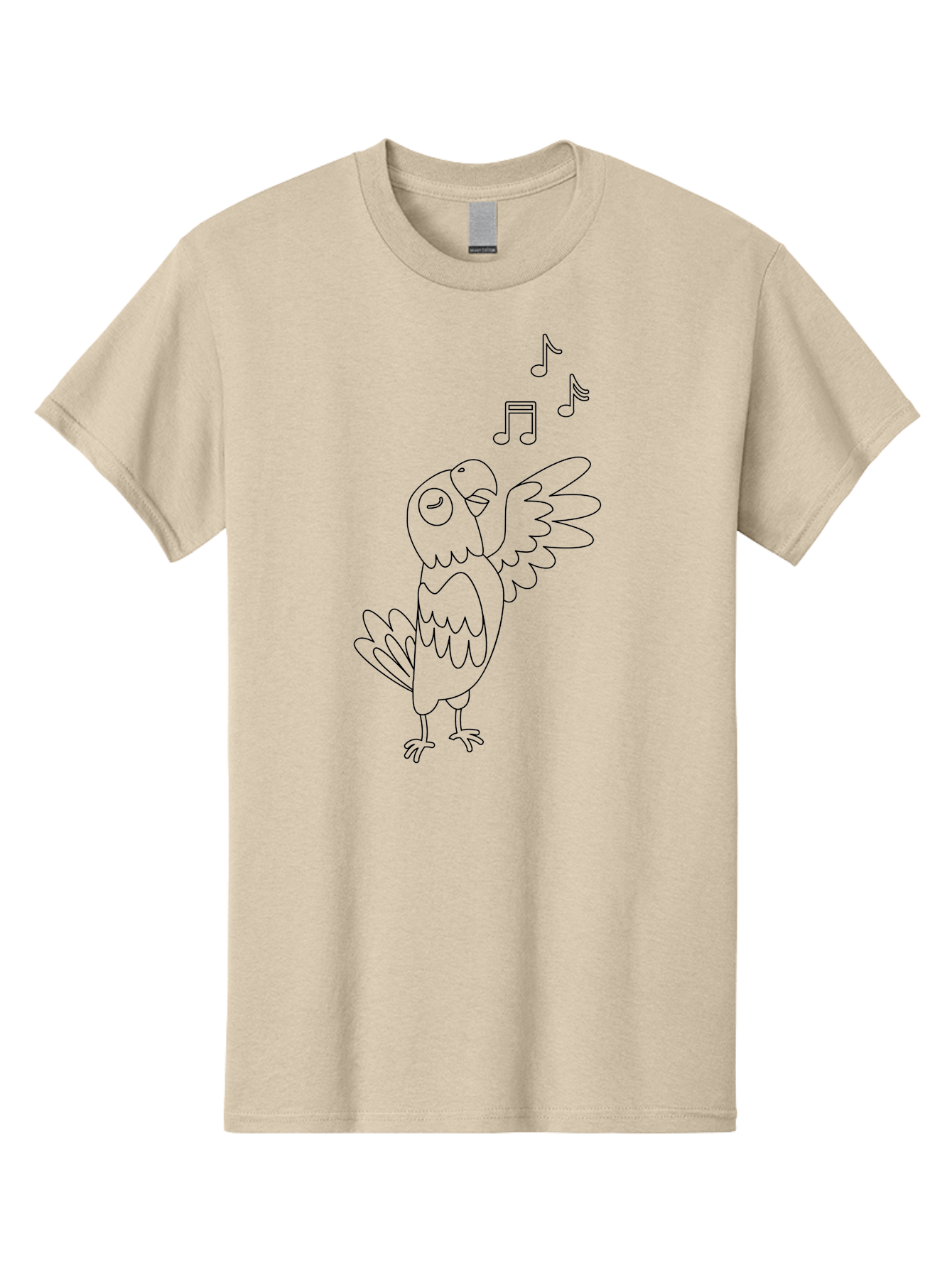 Singing-Parrot-3 Men'S Graphic Tee, 100% Cotton, Comfortable Casual Summer Wear, Machine Washable, Parrot Singing, Musical Notes, Cartoon Bird, Whimsical Design, Playful Illustration, Music Lover, Bird Enthusiast, Creative Art Aab886 3