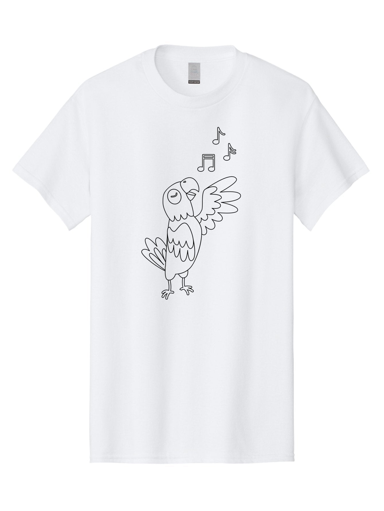 Singing-Parrot-3 Men'S Graphic Tee, 100% Cotton, Comfortable Casual Summer Wear, Machine Washable, Parrot Singing, Musical Notes, Cartoon Bird, Whimsical Design, Playful Illustration, Music Lover, Bird Enthusiast, Creative Art Aab886 13