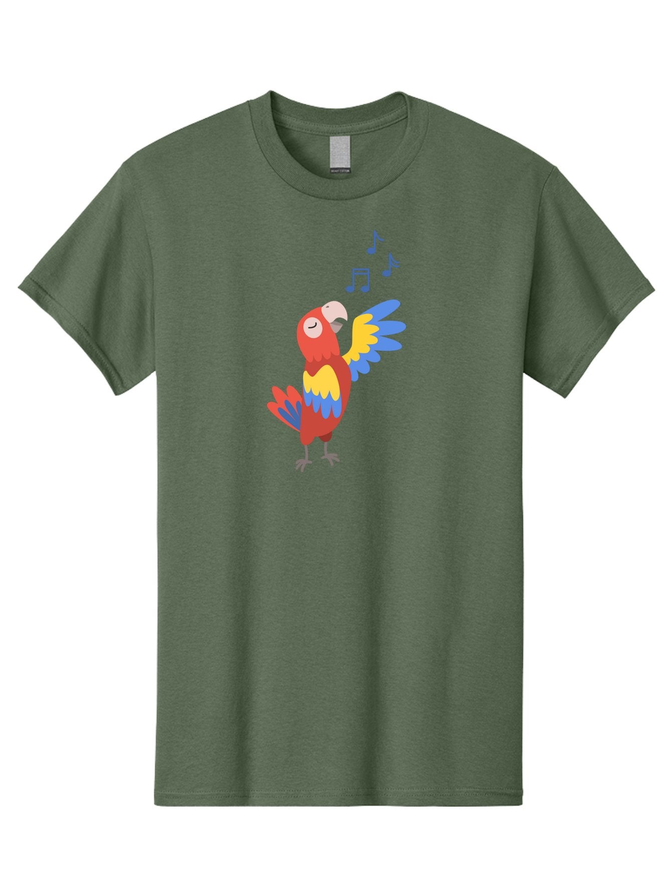 Singing-Parrot Men'S Graphic Tee, 100% Cotton, Comfortable Casual Summer Wear, Machine Washable, Colorful Parrot, Singing Bird, Vibrant Plumage, Tropical Bird, Happy Atmosphere, Melodic Sounds, Bird Song, Joyful Creature Aab887 5