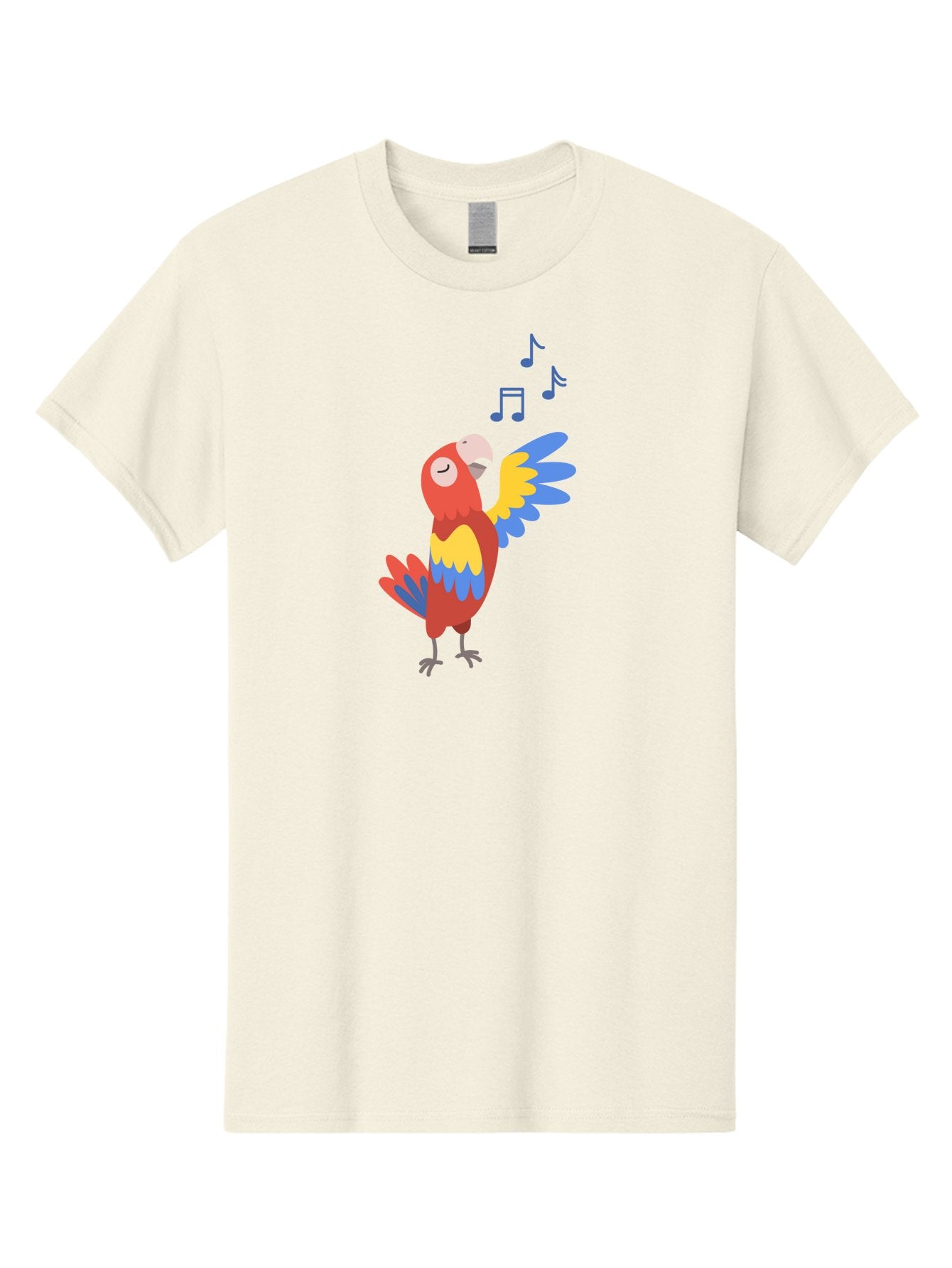 Singing-Parrot Men'S Graphic Tee, 100% Cotton, Comfortable Casual Summer Wear, Machine Washable, Colorful Parrot, Singing Bird, Vibrant Plumage, Tropical Bird, Happy Atmosphere, Melodic Sounds, Bird Song, Joyful Creature Aab887