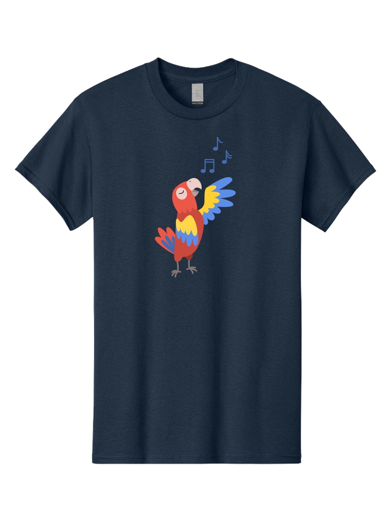 Singing-Parrot Men'S Graphic Tee, 100% Cotton, Comfortable Casual Summer Wear, Machine Washable, Colorful Parrot, Singing Bird, Vibrant Plumage, Tropical Bird, Happy Atmosphere, Melodic Sounds, Bird Song, Joyful Creature Aab887
