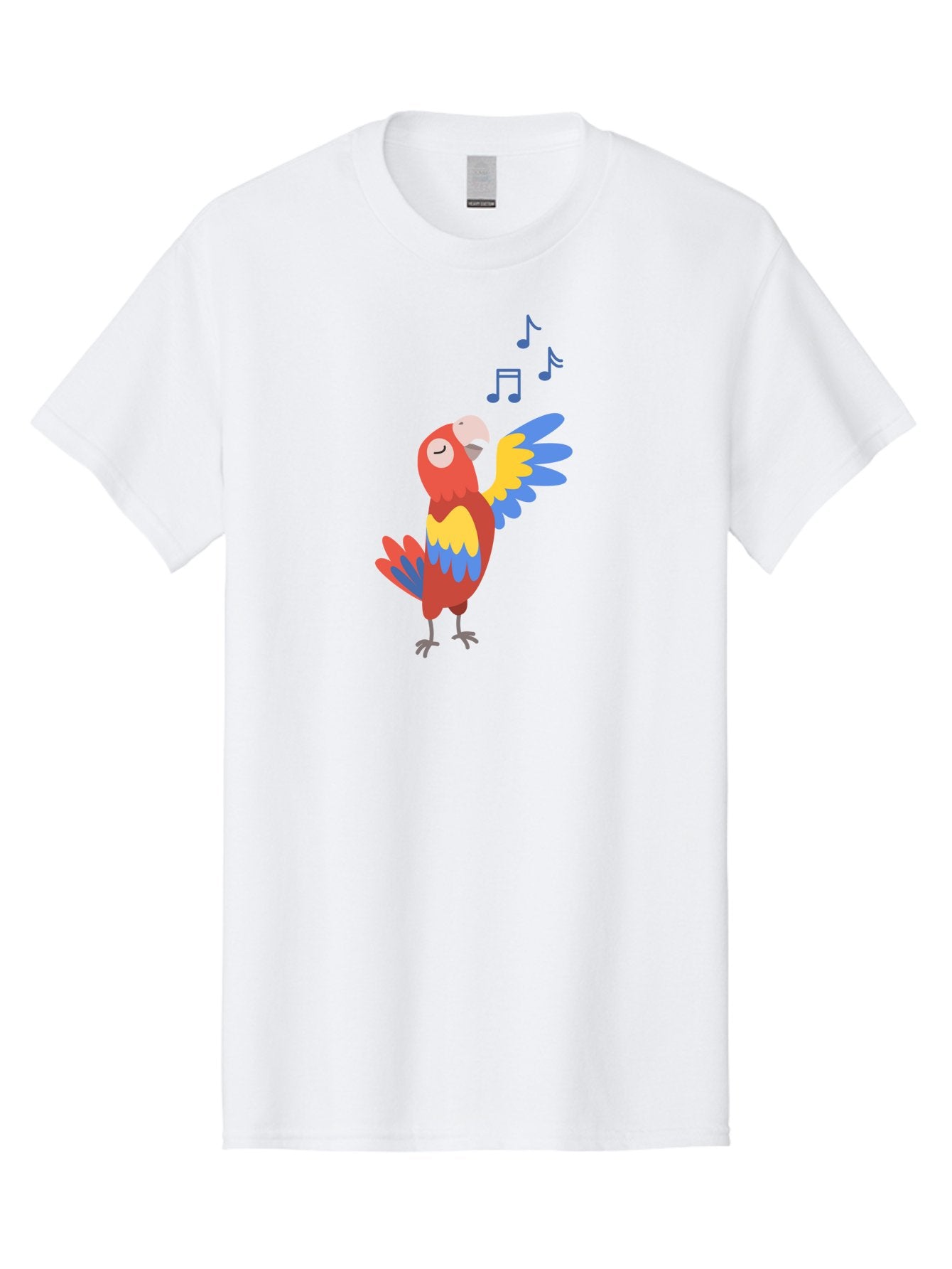 Singing-Parrot Men'S Graphic Tee, 100% Cotton, Comfortable Casual Summer Wear, Machine Washable, Colorful Parrot, Singing Bird, Vibrant Plumage, Tropical Bird, Happy Atmosphere, Melodic Sounds, Bird Song, Joyful Creature Aab887 3