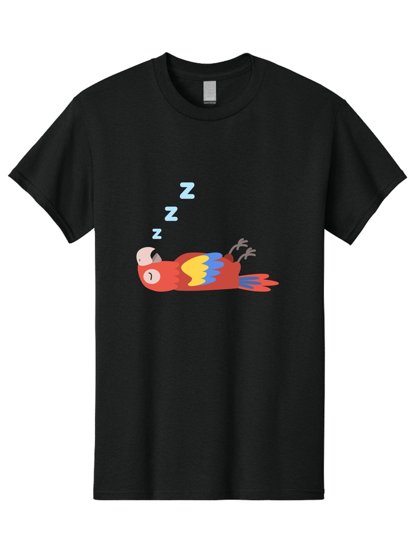 Sleeping-Parrot-1 Men'S Graphic Tee, 100% Cotton, Comfortable Casual Summer Wear, Machine Washable, Sleeping Parrot, Cartoon Bird, Colorful Plumage, Relaxed Atmosphere, Snoozing Animal, Zzz, Dreamy Expression, Vibrant Feathers, Tropical Bird Aab888 14