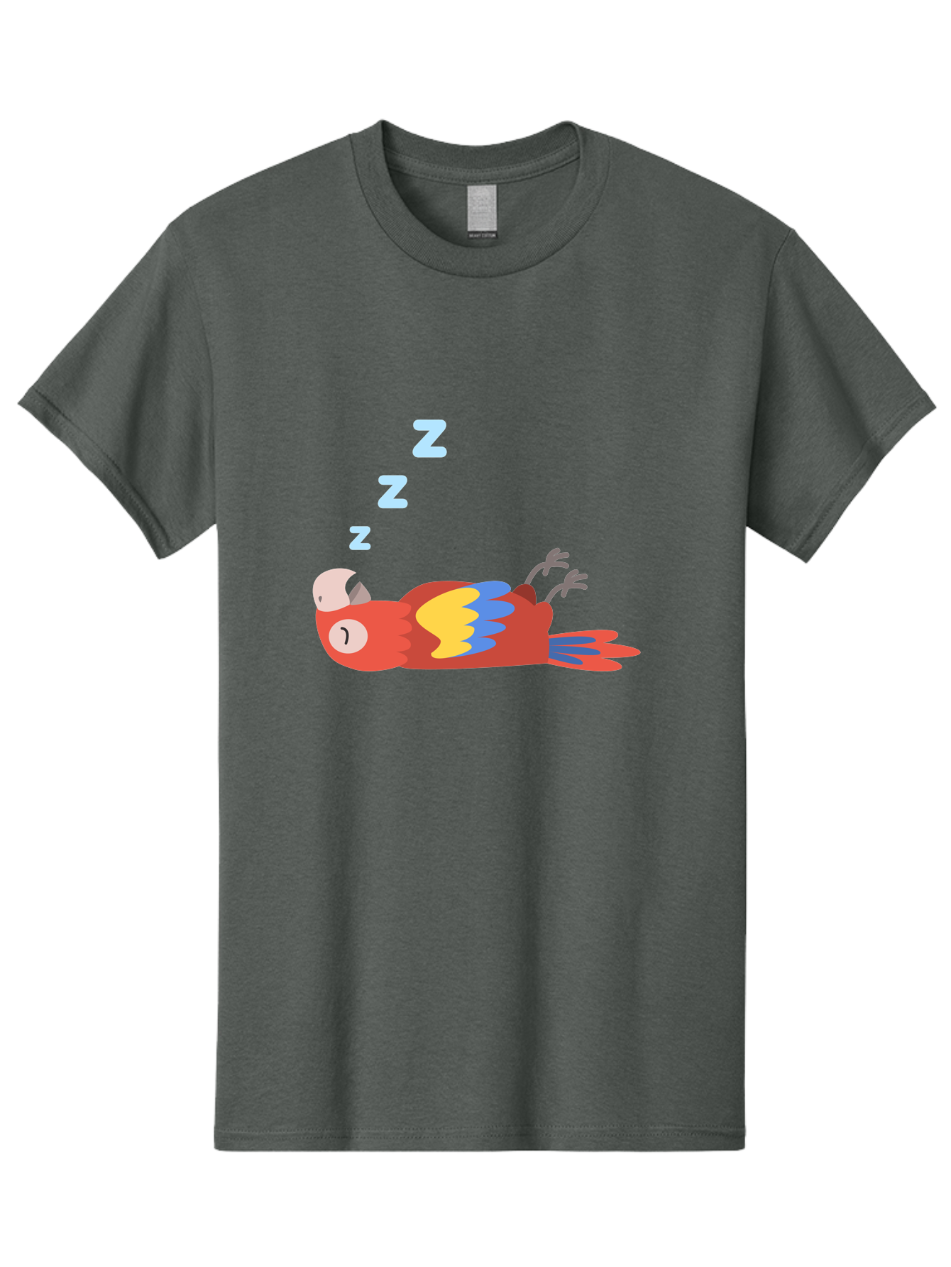 Sleeping-Parrot-1 Men'S Graphic Tee, 100% Cotton, Comfortable Casual Summer Wear, Machine Washable, Sleeping Parrot, Cartoon Bird, Colorful Plumage, Relaxed Atmosphere, Snoozing Animal, Zzz, Dreamy Expression, Vibrant Feathers, Tropical Bird Aab888 27