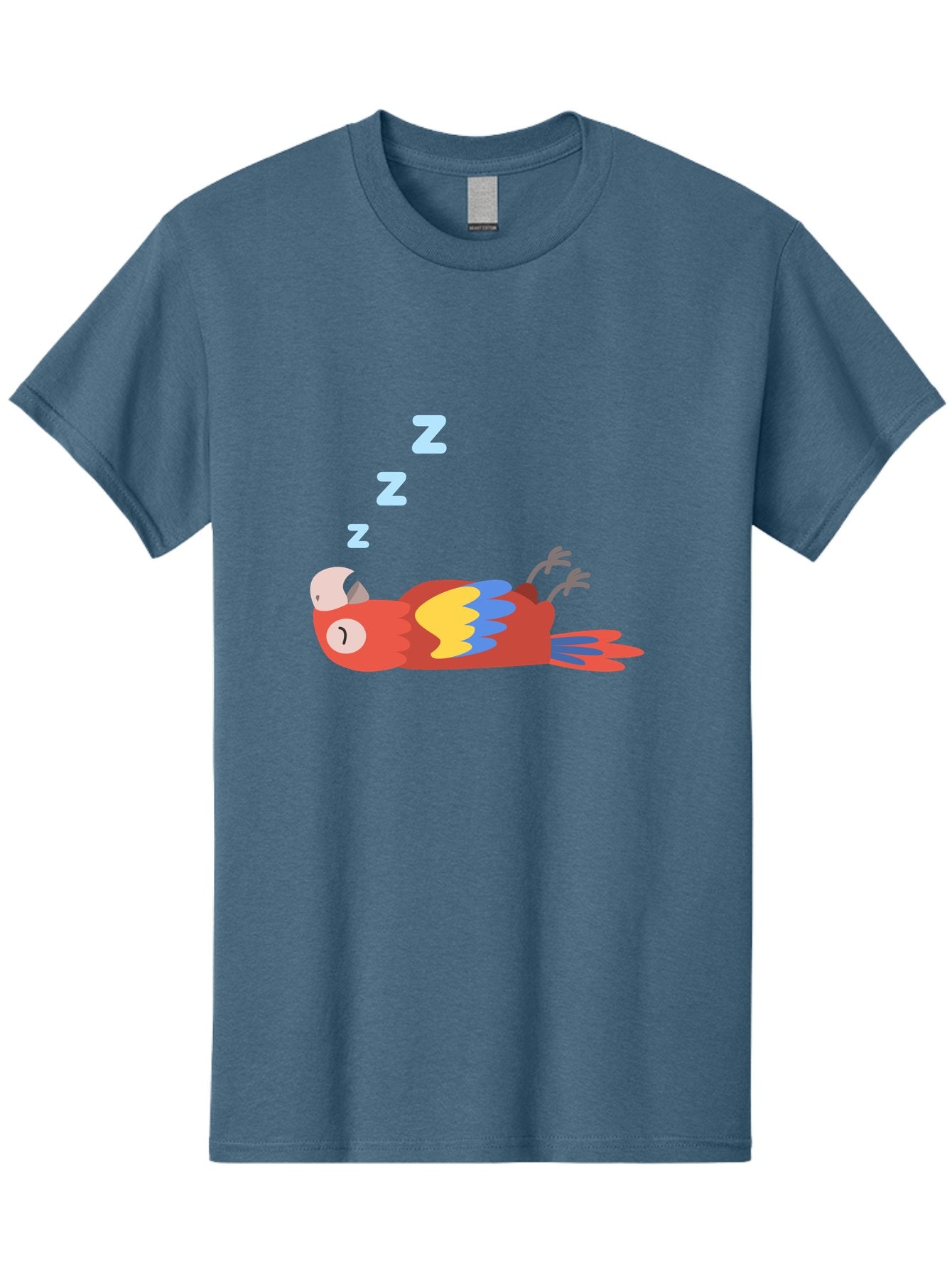 Sleeping-Parrot-1 Men'S Graphic Tee, 100% Cotton, Comfortable Casual Summer Wear, Machine Washable, Sleeping Parrot, Cartoon Bird, Colorful Plumage, Relaxed Atmosphere, Snoozing Animal, Zzz, Dreamy Expression, Vibrant Feathers, Tropical Bird Aab888 9