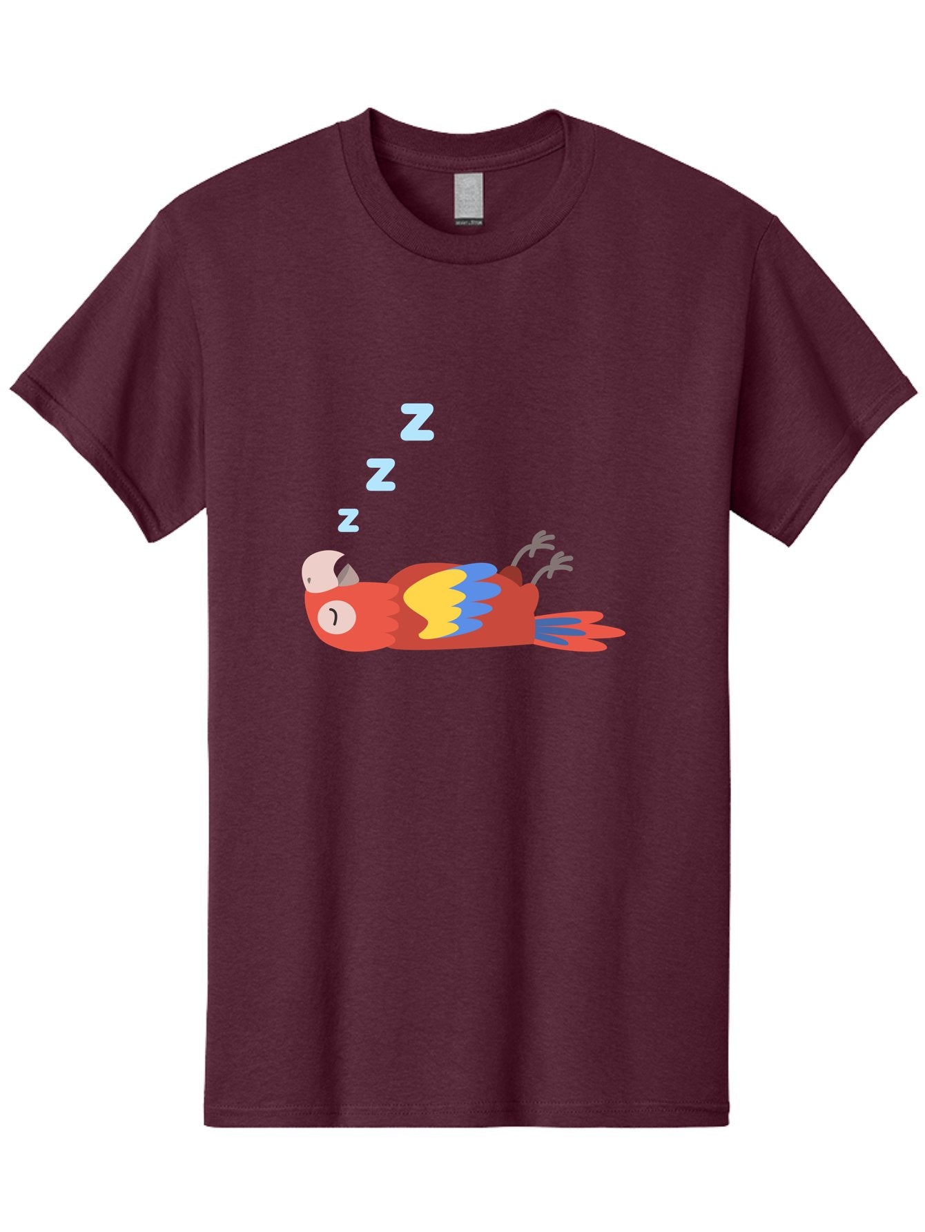 Sleeping-Parrot-1 Men'S Graphic Tee, 100% Cotton, Comfortable Casual Summer Wear, Machine Washable, Sleeping Parrot, Cartoon Bird, Colorful Plumage, Relaxed Atmosphere, Snoozing Animal, Zzz, Dreamy Expression, Vibrant Feathers, Tropical Bird Aab888 11