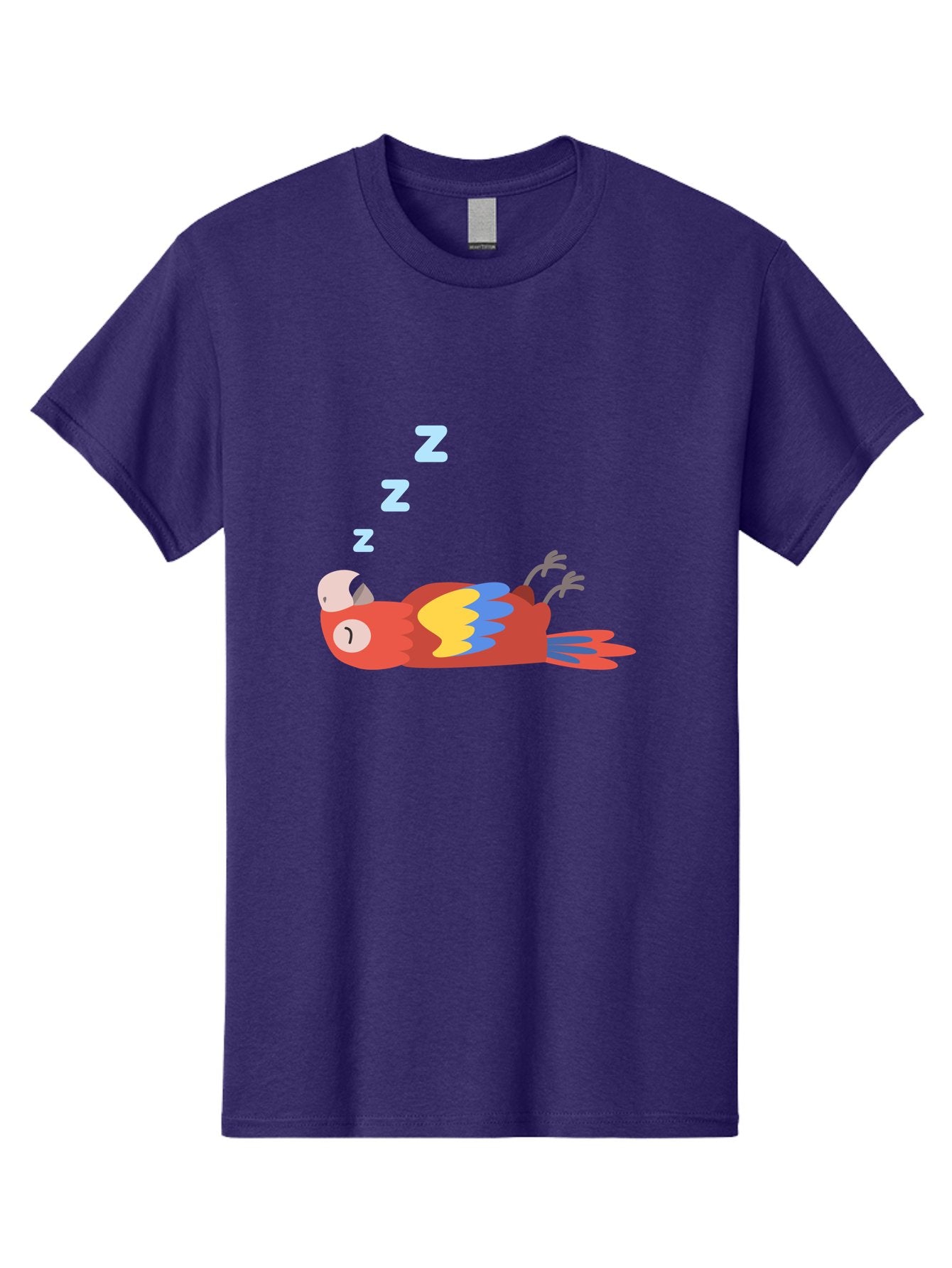 Sleeping-Parrot-1 Men'S Graphic Tee, 100% Cotton, Comfortable Casual Summer Wear, Machine Washable, Sleeping Parrot, Cartoon Bird, Colorful Plumage, Relaxed Atmosphere, Snoozing Animal, Zzz, Dreamy Expression, Vibrant Feathers, Tropical Bird Aab888 13