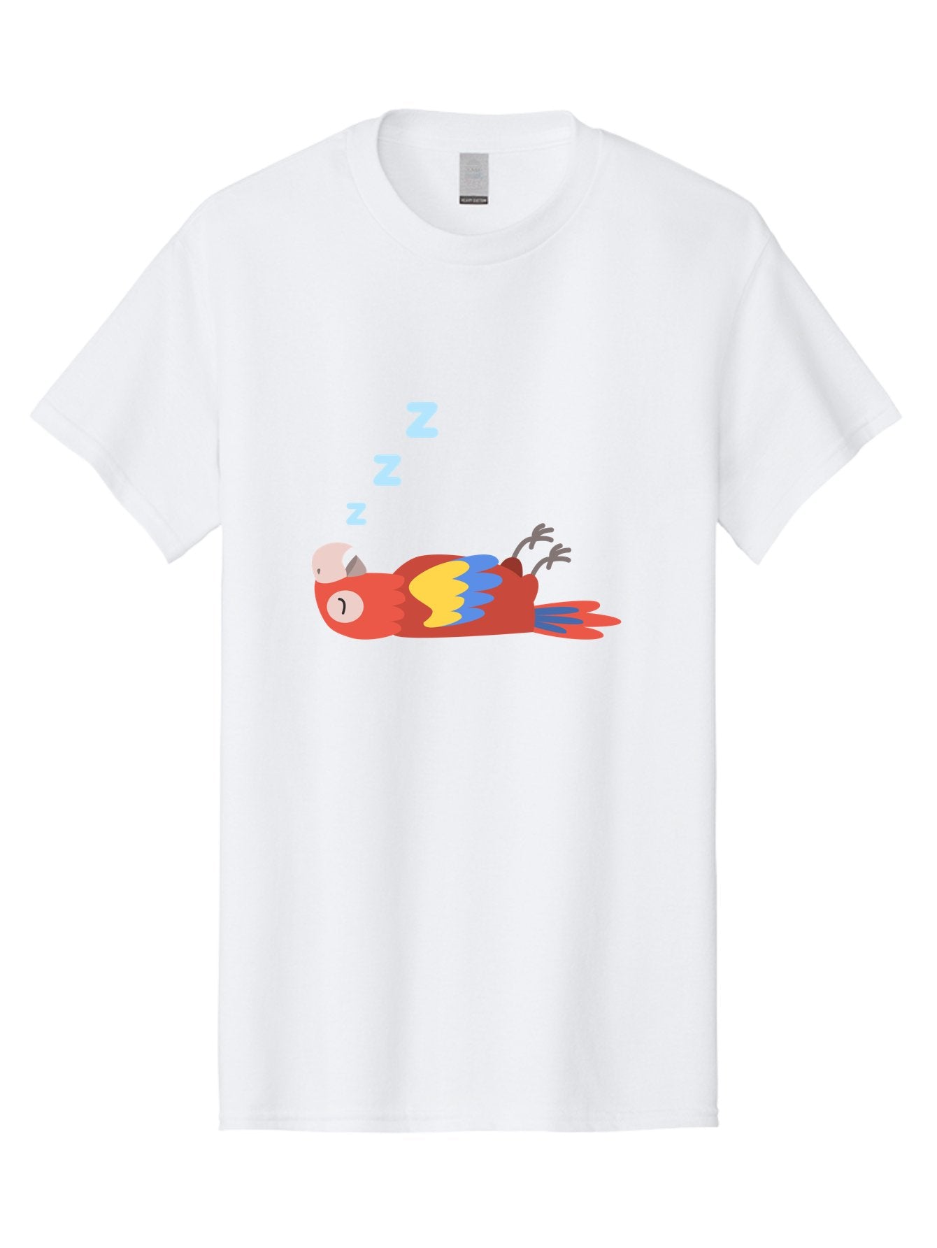 Sleeping-Parrot-1 Men'S Graphic Tee, 100% Cotton, Comfortable Casual Summer Wear, Machine Washable, Sleeping Parrot, Cartoon Bird, Colorful Plumage, Relaxed Atmosphere, Snoozing Animal, Zzz, Dreamy Expression, Vibrant Feathers, Tropical Bird Aab888 12