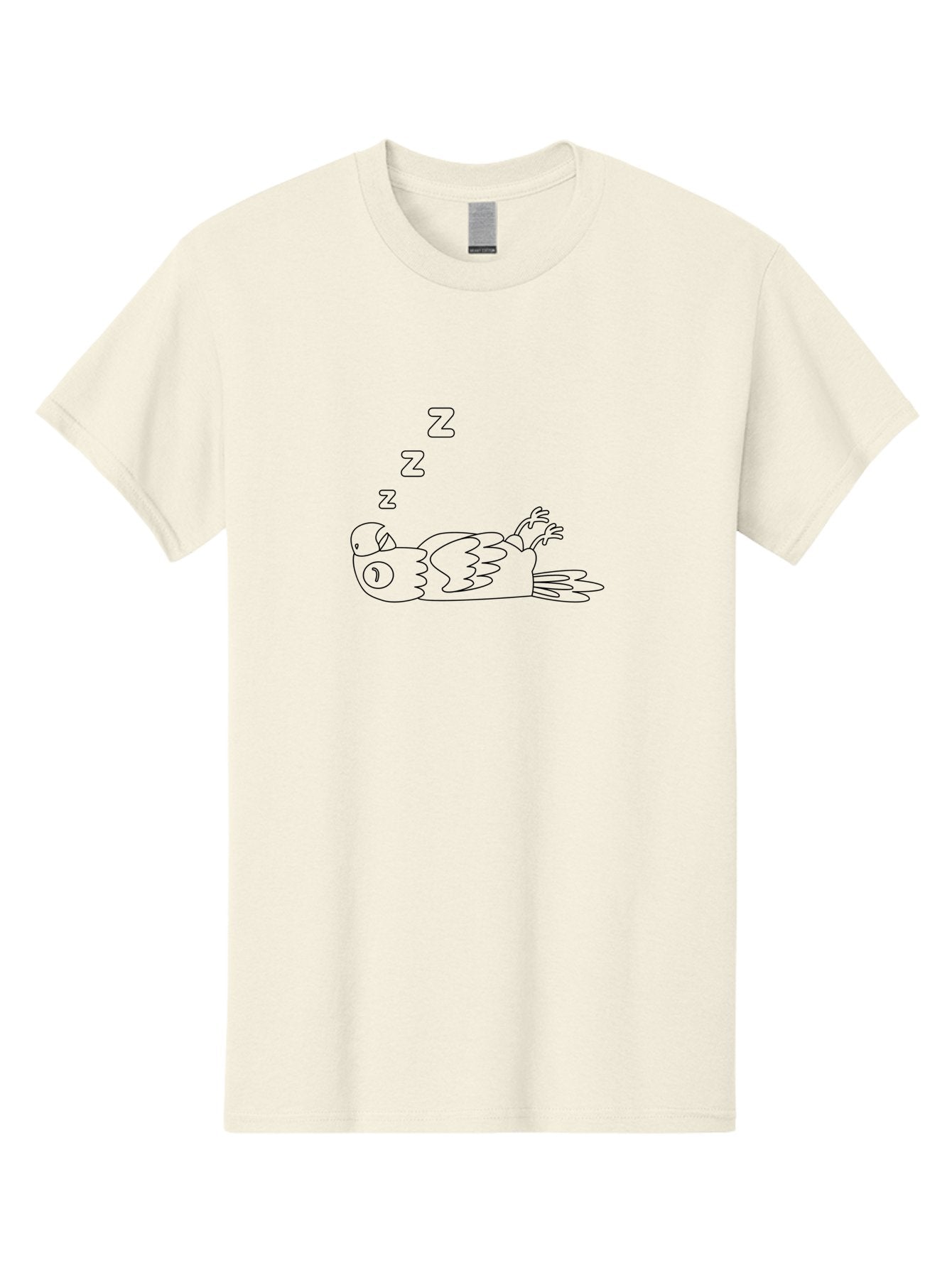 Sleeping-Parrot-2 Men'S Graphic Tee, 100% Cotton, Comfortable Casual Summer Wear, Machine Washable, Sleeping Parrot, Cartoon Bird, Resting Animal, Peaceful Scene, Sleeping Creature, Zzz, Dreamy Atmosphere, Relaxed Parrot, Cute Illustration Aab889 3