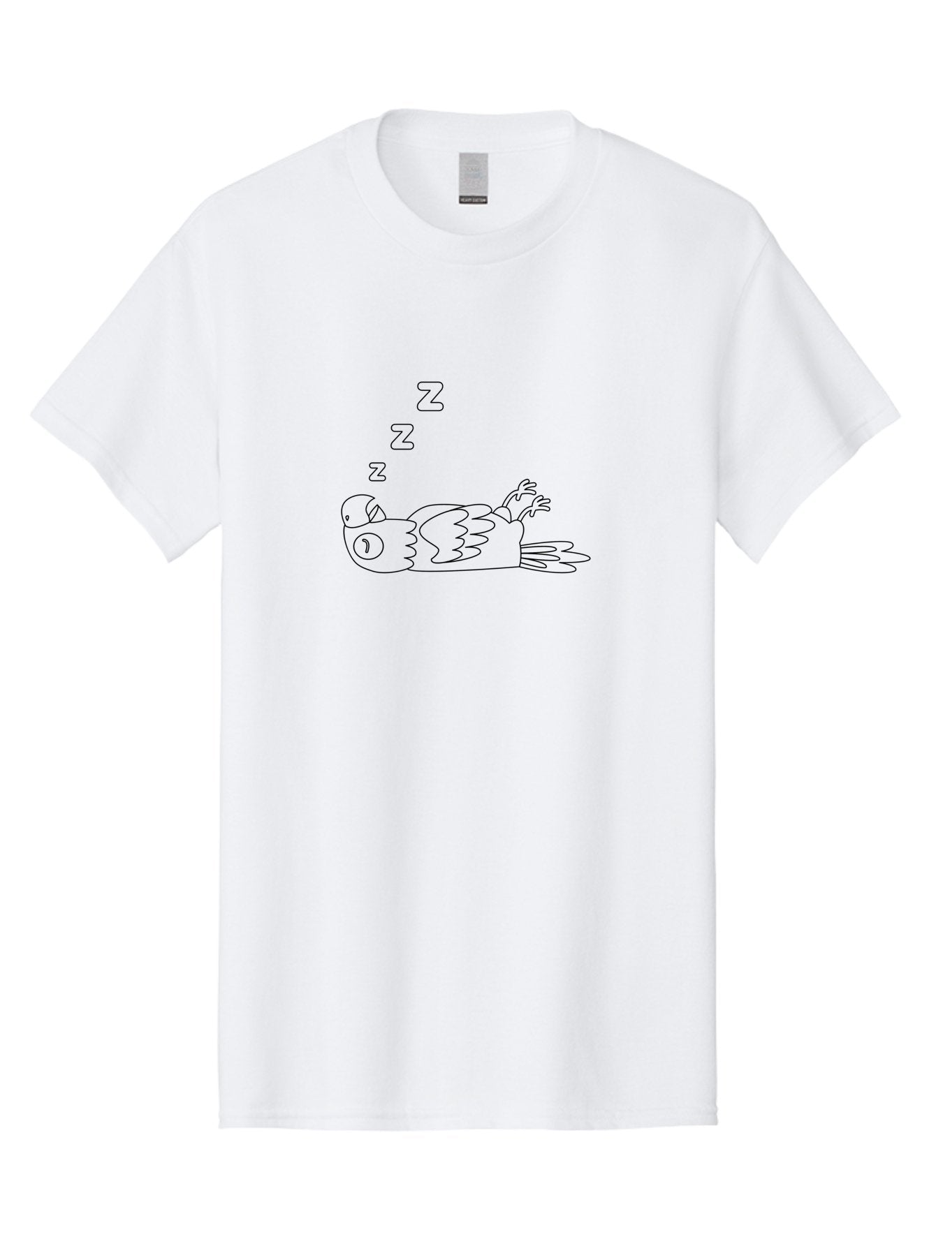 Sleeping-Parrot-2 Men'S Graphic Tee, 100% Cotton, Comfortable Casual Summer Wear, Machine Washable, Sleeping Parrot, Cartoon Bird, Resting Animal, Peaceful Scene, Sleeping Creature, Zzz, Dreamy Atmosphere, Relaxed Parrot, Cute Illustration Aab889