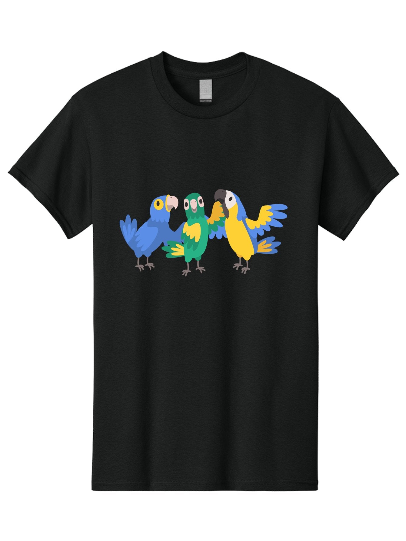 Three-Parrots-1 Men'S Graphic Tee, 100% Cotton, Comfortable Casual Summer Wear, Machine Washable, Colorful Parrots, Vibrant Plumage, Playful Birds, Blue And Yellow Feathers, Parrot Illustration, Playful Interaction, Wild Birds, Parrot Species Aab891 9
