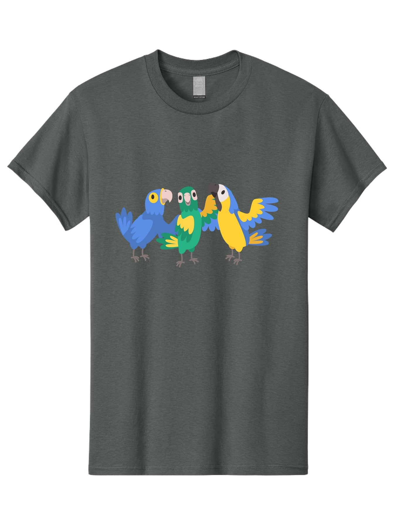 Three-Parrots-1 Men'S Graphic Tee, 100% Cotton, Comfortable Casual Summer Wear, Machine Washable, Colorful Parrots, Vibrant Plumage, Playful Birds, Blue And Yellow Feathers, Parrot Illustration, Playful Interaction, Wild Birds, Parrot Species Aab891 6