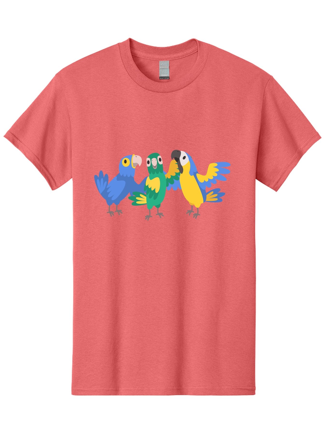 Three-Parrots-1 Men'S Graphic Tee, 100% Cotton, Comfortable Casual Summer Wear, Machine Washable, Colorful Parrots, Vibrant Plumage, Playful Birds, Blue And Yellow Feathers, Parrot Illustration, Playful Interaction, Wild Birds, Parrot Species Aab891 10