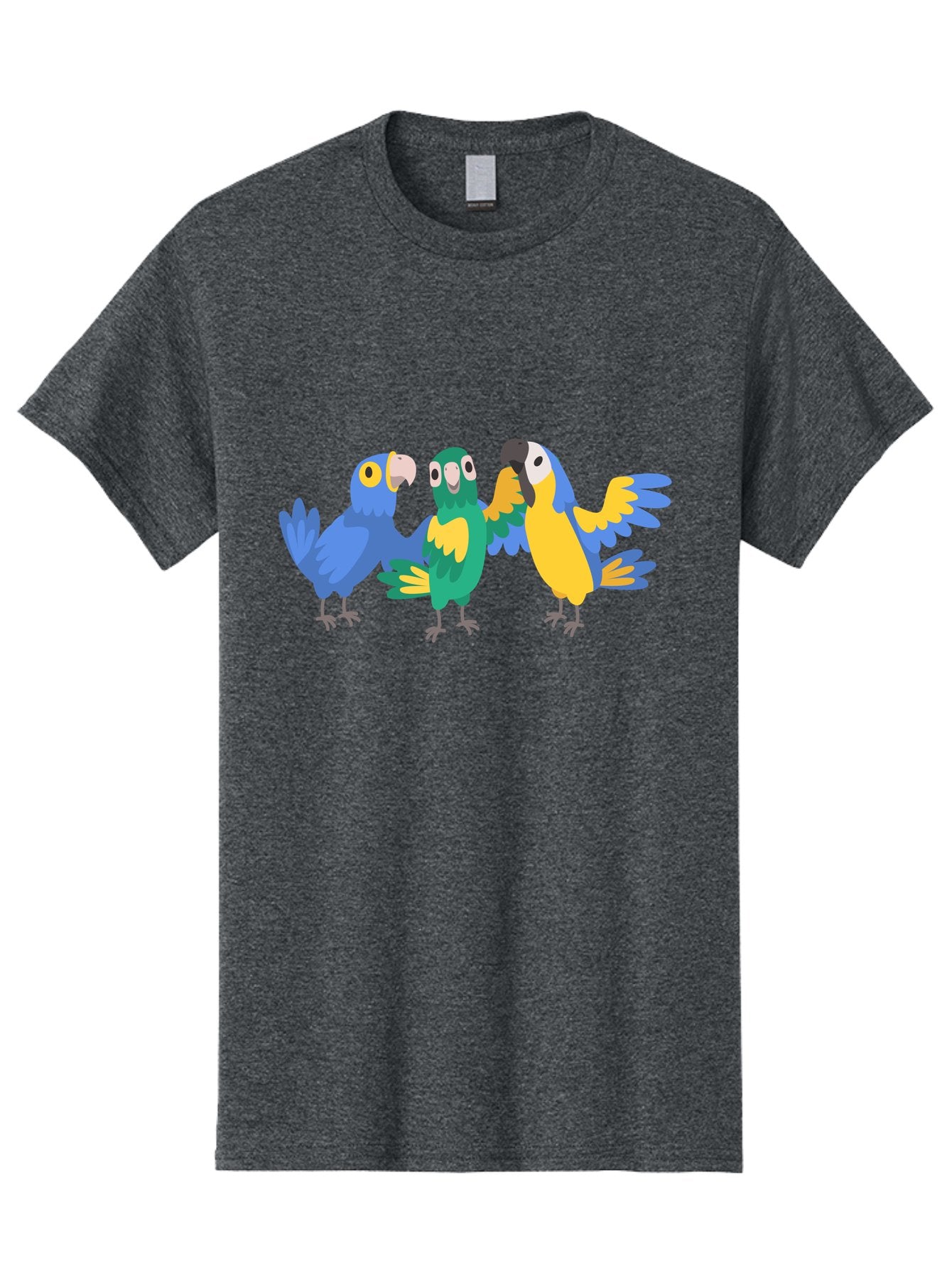 Three-Parrots-1 Men'S Graphic Tee, 100% Cotton, Comfortable Casual Summer Wear, Machine Washable, Colorful Parrots, Vibrant Plumage, Playful Birds, Blue And Yellow Feathers, Parrot Illustration, Playful Interaction, Wild Birds, Parrot Species Aab891 3