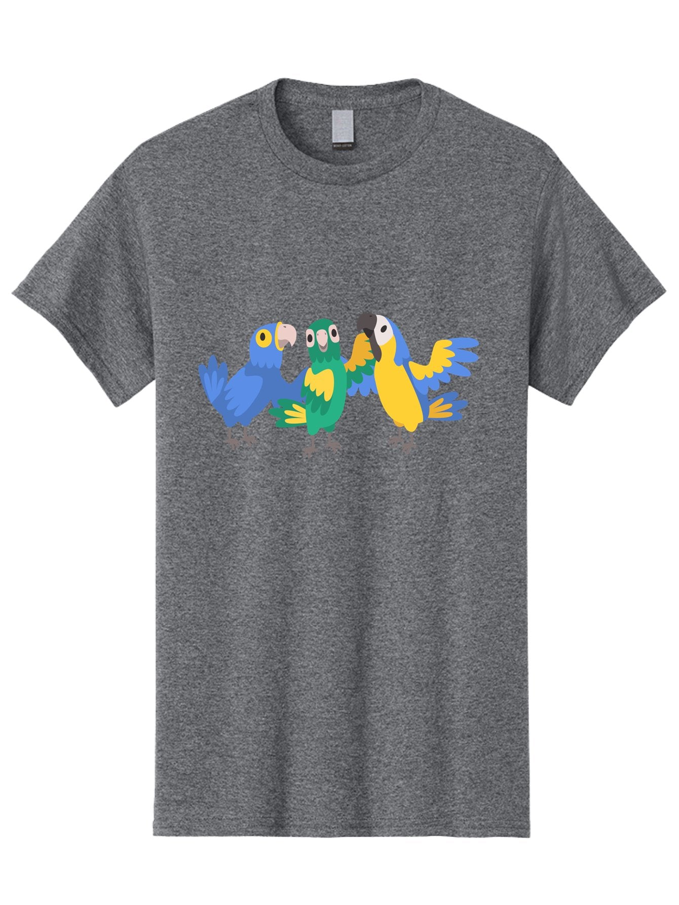 Three-Parrots-1 Men'S Graphic Tee, 100% Cotton, Comfortable Casual Summer Wear, Machine Washable, Colorful Parrots, Vibrant Plumage, Playful Birds, Blue And Yellow Feathers, Parrot Illustration, Playful Interaction, Wild Birds, Parrot Species Aab891 4