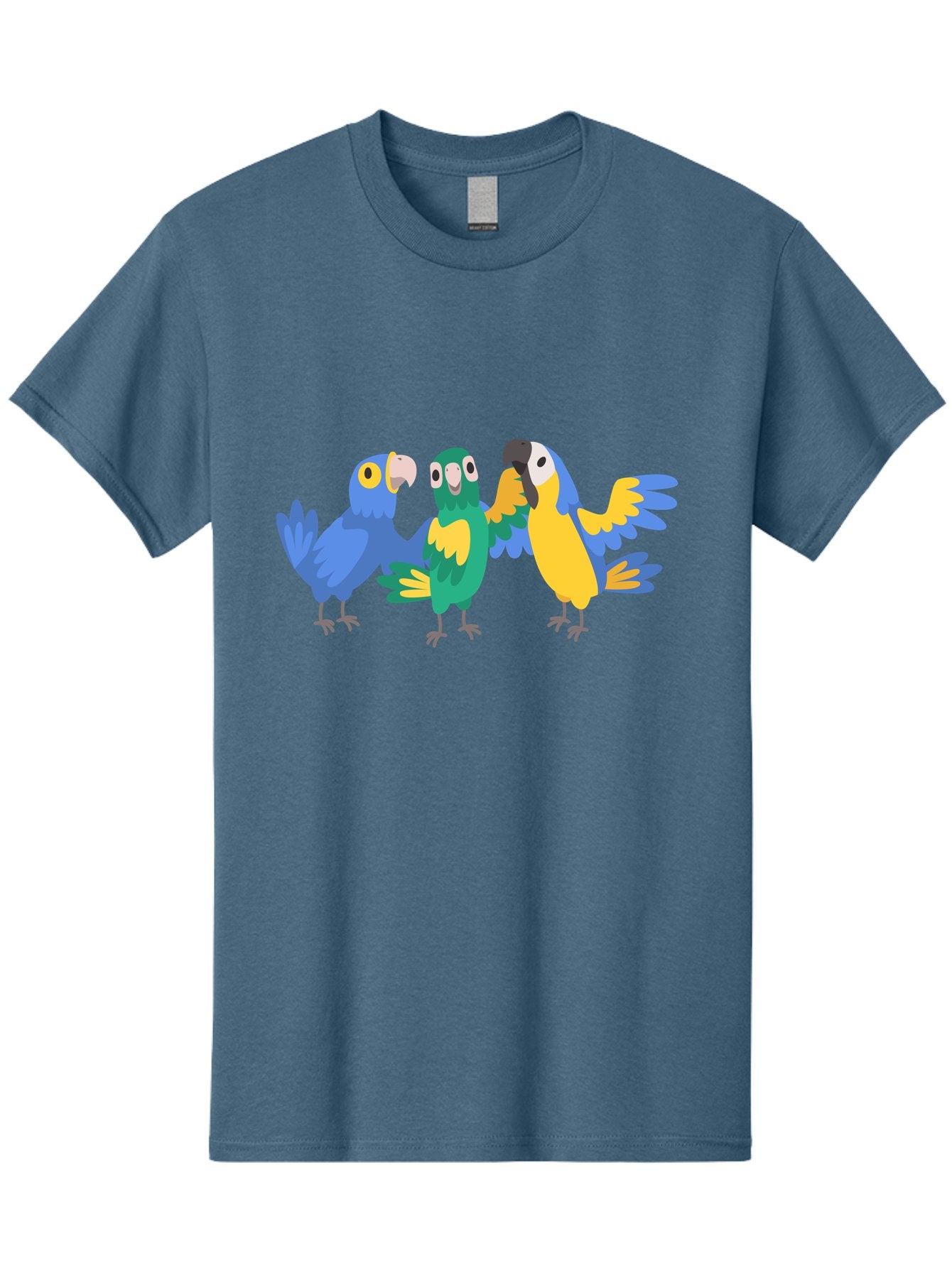 Three-Parrots-1 Men'S Graphic Tee, 100% Cotton, Comfortable Casual Summer Wear, Machine Washable, Colorful Parrots, Vibrant Plumage, Playful Birds, Blue And Yellow Feathers, Parrot Illustration, Playful Interaction, Wild Birds, Parrot Species Aab891 7
