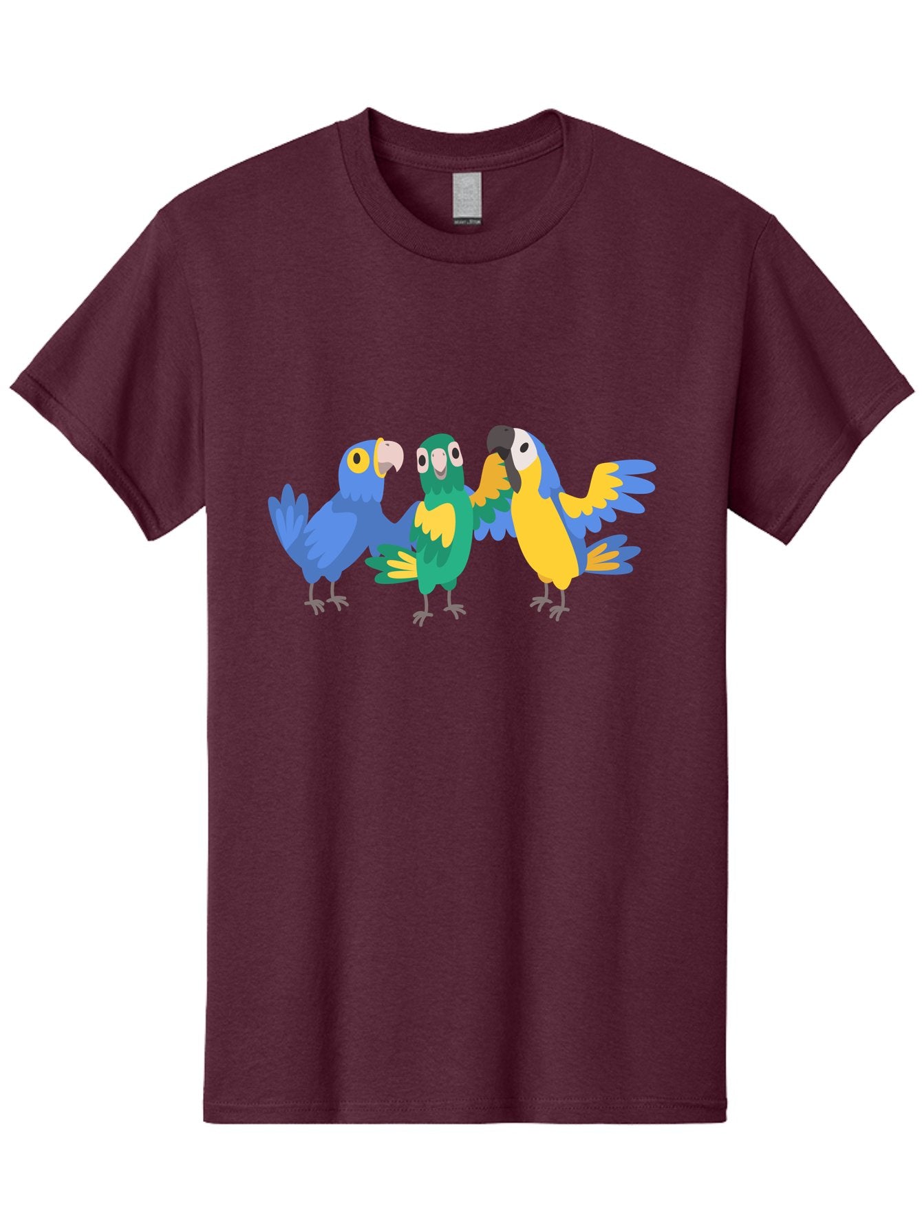 Three-Parrots-1 Men'S Graphic Tee, 100% Cotton, Comfortable Casual Summer Wear, Machine Washable, Colorful Parrots, Vibrant Plumage, Playful Birds, Blue And Yellow Feathers, Parrot Illustration, Playful Interaction, Wild Birds, Parrot Species Aab891 14