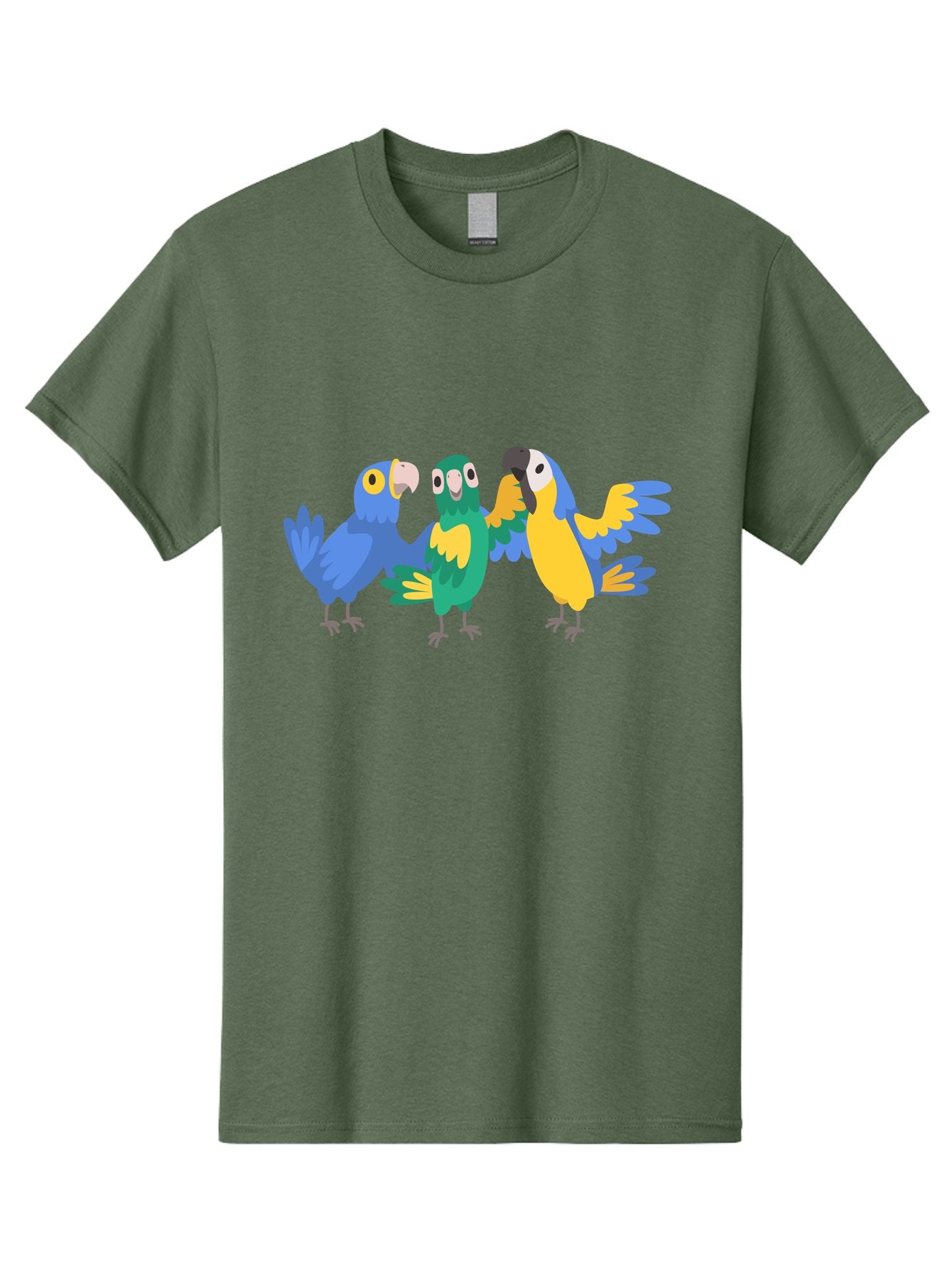 Three-Parrots-1 Men'S Graphic Tee, 100% Cotton, Comfortable Casual Summer Wear, Machine Washable, Colorful Parrots, Vibrant Plumage, Playful Birds, Blue And Yellow Feathers, Parrot Illustration, Playful Interaction, Wild Birds, Parrot Species Aab891 12