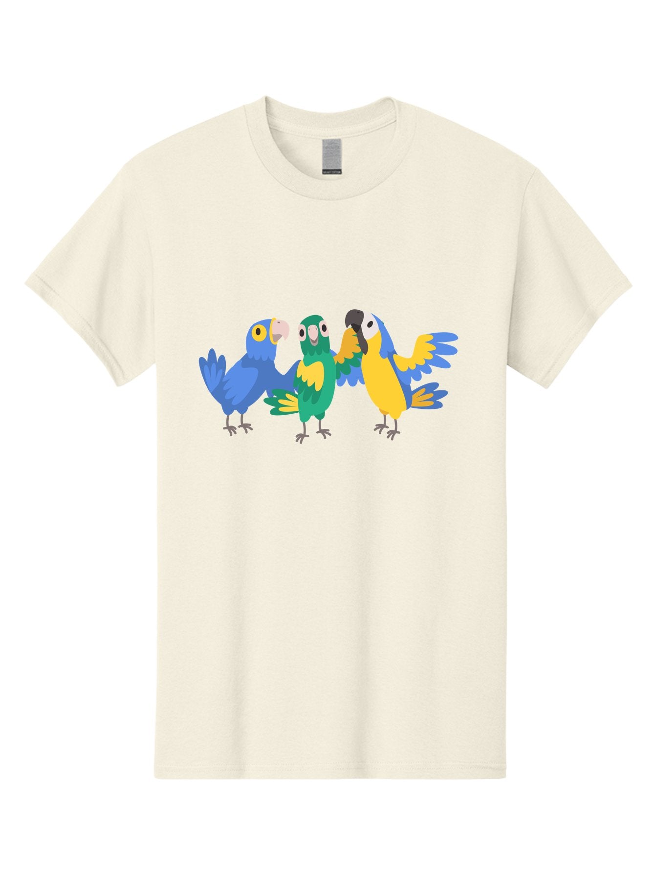 Three-Parrots-1 Men'S Graphic Tee, 100% Cotton, Comfortable Casual Summer Wear, Machine Washable, Colorful Parrots, Vibrant Plumage, Playful Birds, Blue And Yellow Feathers, Parrot Illustration, Playful Interaction, Wild Birds, Parrot Species Aab891 11