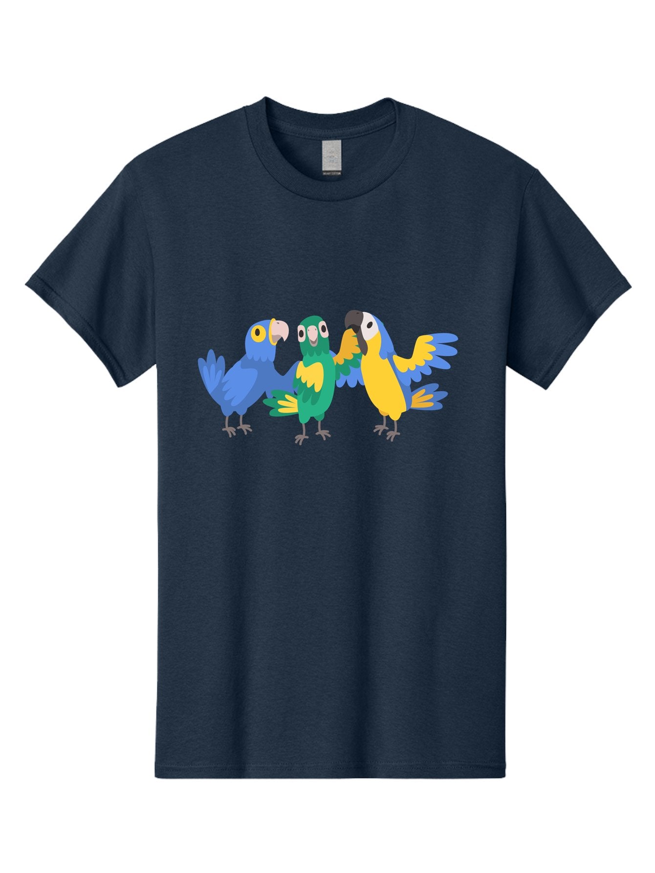 Three-Parrots-1 Men'S Graphic Tee, 100% Cotton, Comfortable Casual Summer Wear, Machine Washable, Colorful Parrots, Vibrant Plumage, Playful Birds, Blue And Yellow Feathers, Parrot Illustration, Playful Interaction, Wild Birds, Parrot Species Aab891