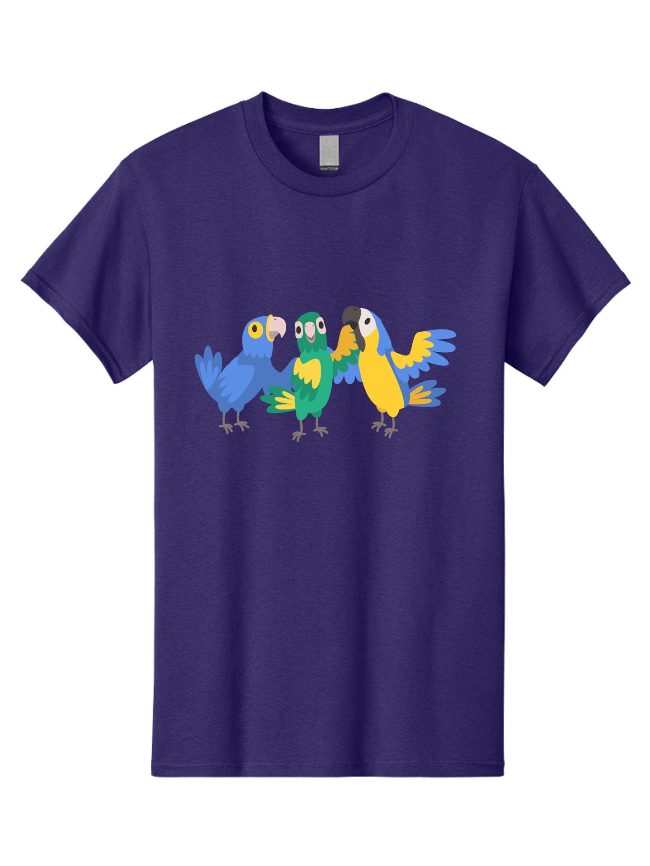 Three-Parrots-1 Men'S Graphic Tee, 100% Cotton, Comfortable Casual Summer Wear, Machine Washable, Colorful Parrots, Vibrant Plumage, Playful Birds, Blue And Yellow Feathers, Parrot Illustration, Playful Interaction, Wild Birds, Parrot Species Aab891 5
