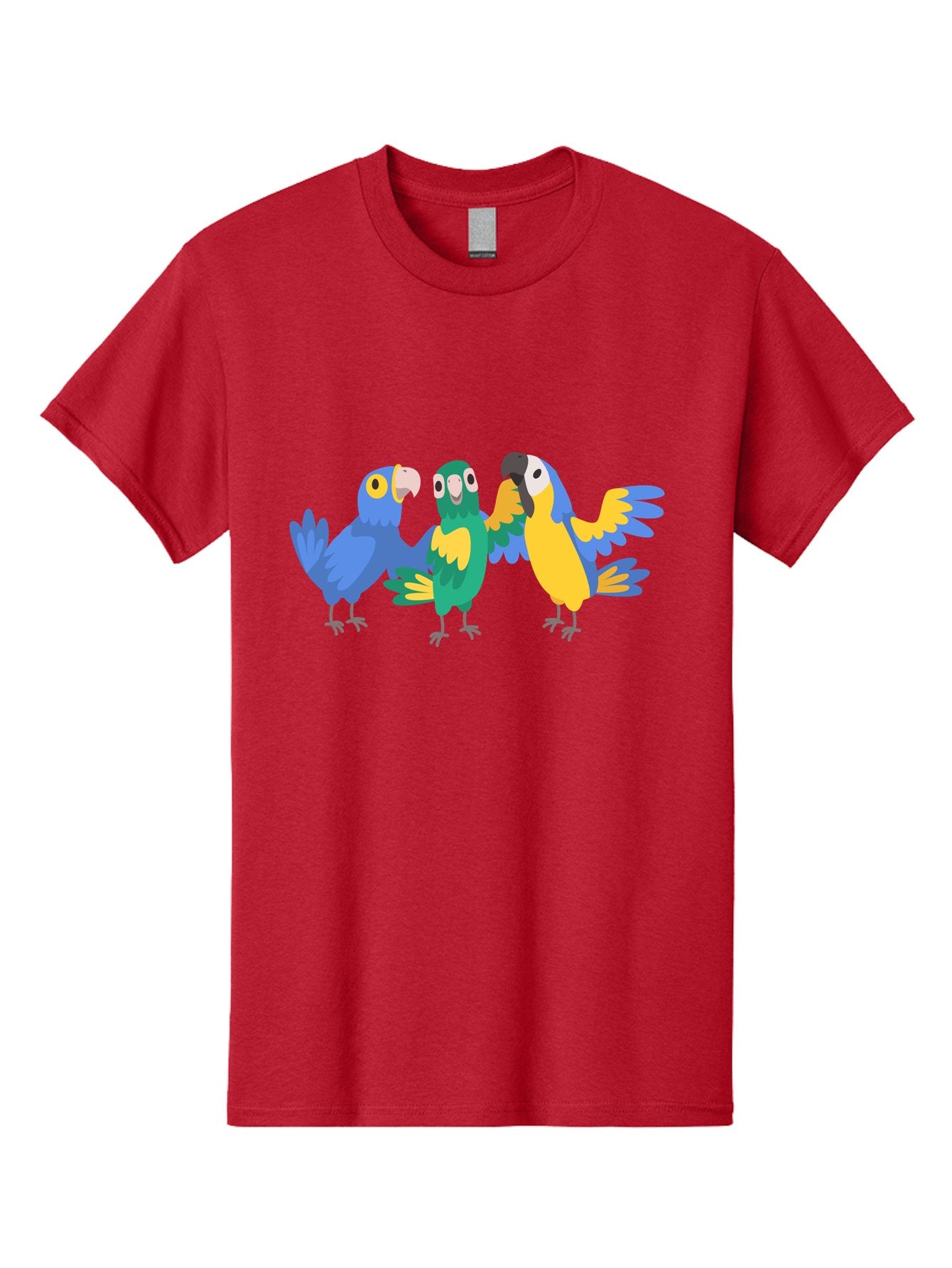 Three-Parrots-1 Men'S Graphic Tee, 100% Cotton, Comfortable Casual Summer Wear, Machine Washable, Colorful Parrots, Vibrant Plumage, Playful Birds, Blue And Yellow Feathers, Parrot Illustration, Playful Interaction, Wild Birds, Parrot Species Aab891 13