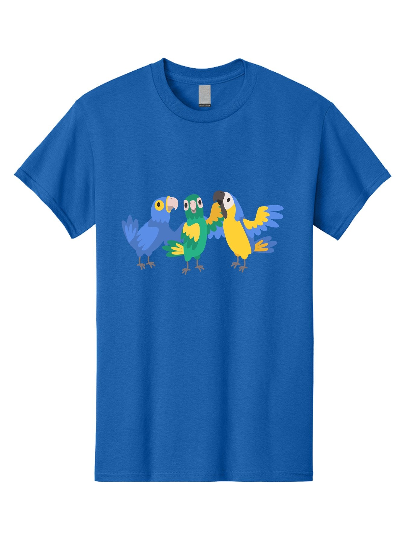 Three-Parrots-1 Men'S Graphic Tee, 100% Cotton, Comfortable Casual Summer Wear, Machine Washable, Colorful Parrots, Vibrant Plumage, Playful Birds, Blue And Yellow Feathers, Parrot Illustration, Playful Interaction, Wild Birds, Parrot Species Aab891 15