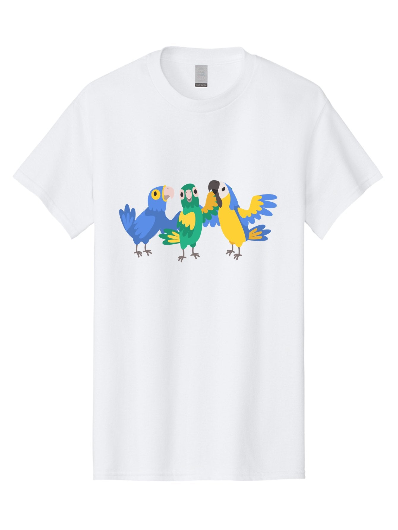 Three-Parrots-1 Men'S Graphic Tee, 100% Cotton, Comfortable Casual Summer Wear, Machine Washable, Colorful Parrots, Vibrant Plumage, Playful Birds, Blue And Yellow Feathers, Parrot Illustration, Playful Interaction, Wild Birds, Parrot Species Aab891 8