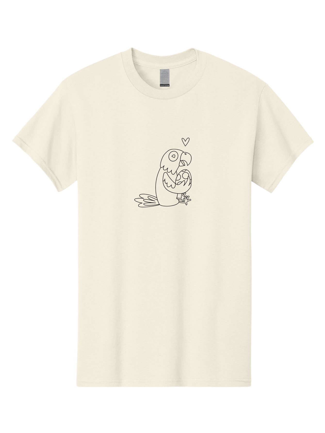 Two-Parrots-Hugging Men'S Graphic Tee, 100% Cotton, Comfortable Casual Summer Wear, Machine Washable, Parrot Hugging Chick, Cute Cartoon Animals, Bird Love, Adorable Illustration, Heartwarming Scene, Animal Affection, Tender Moment, Aab895 11