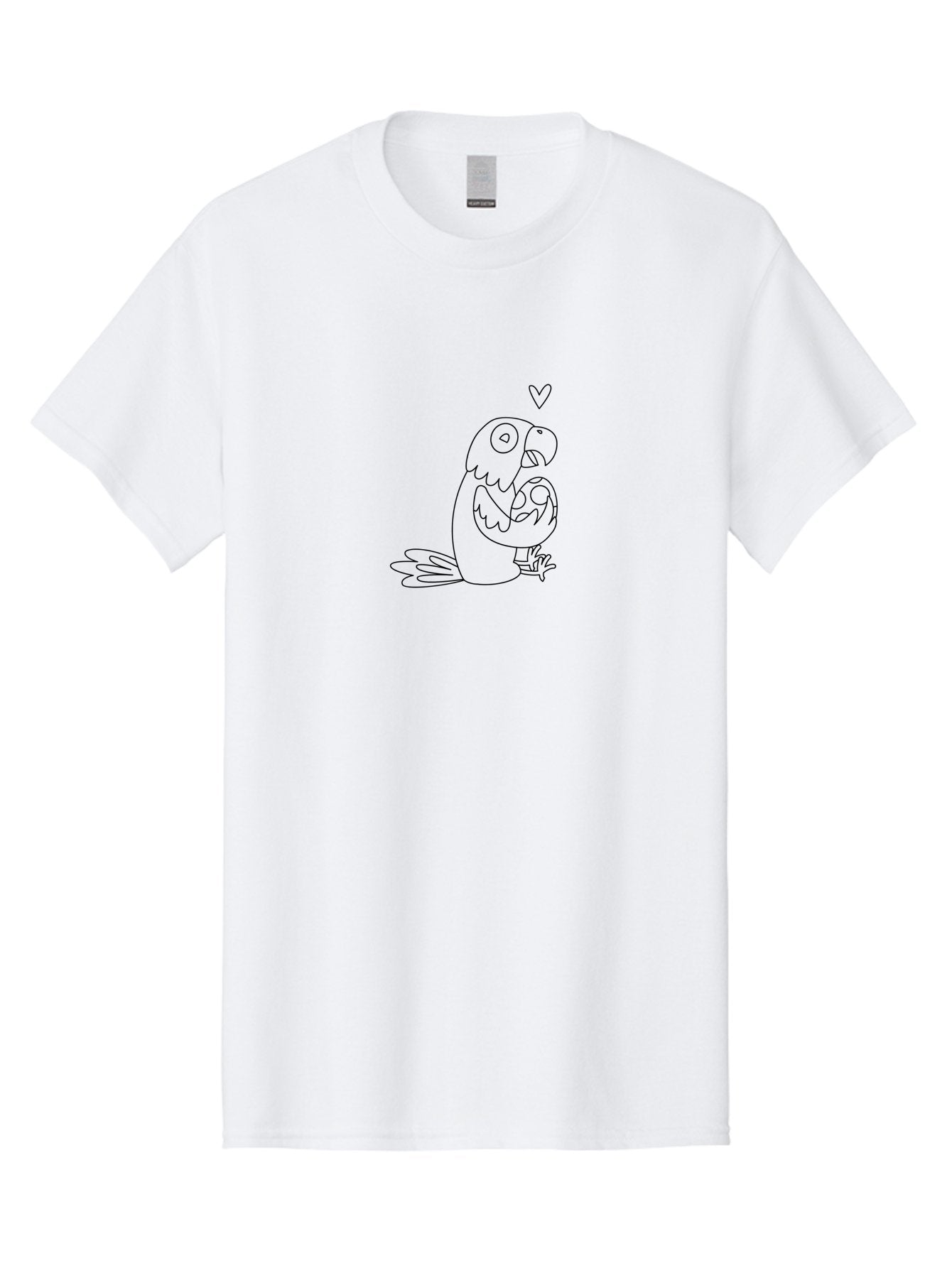 Two-Parrots-Hugging Men'S Graphic Tee, 100% Cotton, Comfortable Casual Summer Wear, Machine Washable, Parrot Hugging Chick, Cute Cartoon Animals, Bird Love, Adorable Illustration, Heartwarming Scene, Animal Affection, Tender Moment, Aab895 12