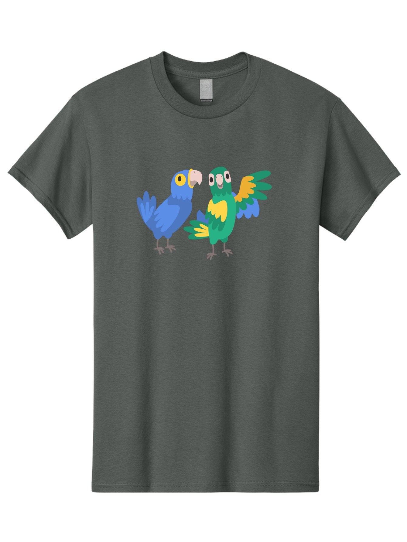 Two-Parrots Men'S Graphic Tee, 100% Cotton, Comfortable Casual Summer Wear, Machine Washable, Cartoon Parrots, Colorful Birds, Vibrant Plumage, Blue Parrot, Green Parrot, Yellow Accents, Playful Birds, Animated Creatures, Parrot Illustration, Aab896 10