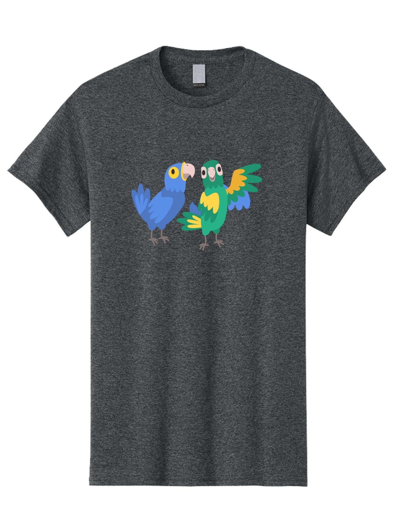 Two-Parrots Men'S Graphic Tee, 100% Cotton, Comfortable Casual Summer Wear, Machine Washable, Cartoon Parrots, Colorful Birds, Vibrant Plumage, Blue Parrot, Green Parrot, Yellow Accents, Playful Birds, Animated Creatures, Parrot Illustration, Aab896 8