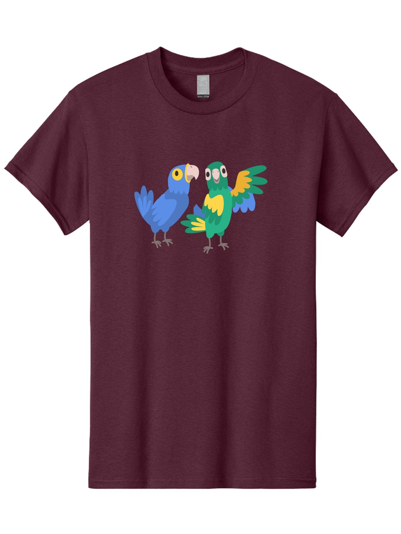 Two-Parrots Men'S Graphic Tee, 100% Cotton, Comfortable Casual Summer Wear, Machine Washable, Cartoon Parrots, Colorful Birds, Vibrant Plumage, Blue Parrot, Green Parrot, Yellow Accents, Playful Birds, Animated Creatures, Parrot Illustration, Aab896 3
