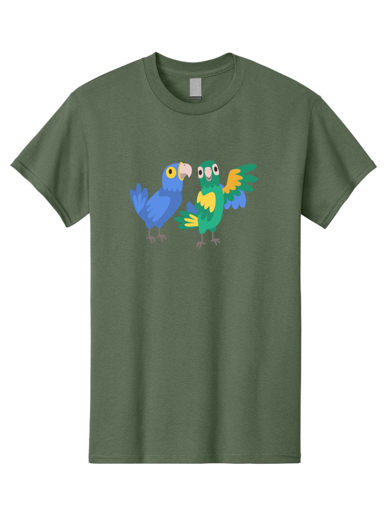Two-Parrots Men'S Graphic Tee, 100% Cotton, Comfortable Casual Summer Wear, Machine Washable, Cartoon Parrots, Colorful Birds, Vibrant Plumage, Blue Parrot, Green Parrot, Yellow Accents, Playful Birds, Animated Creatures, Parrot Illustration, Aab896 11
