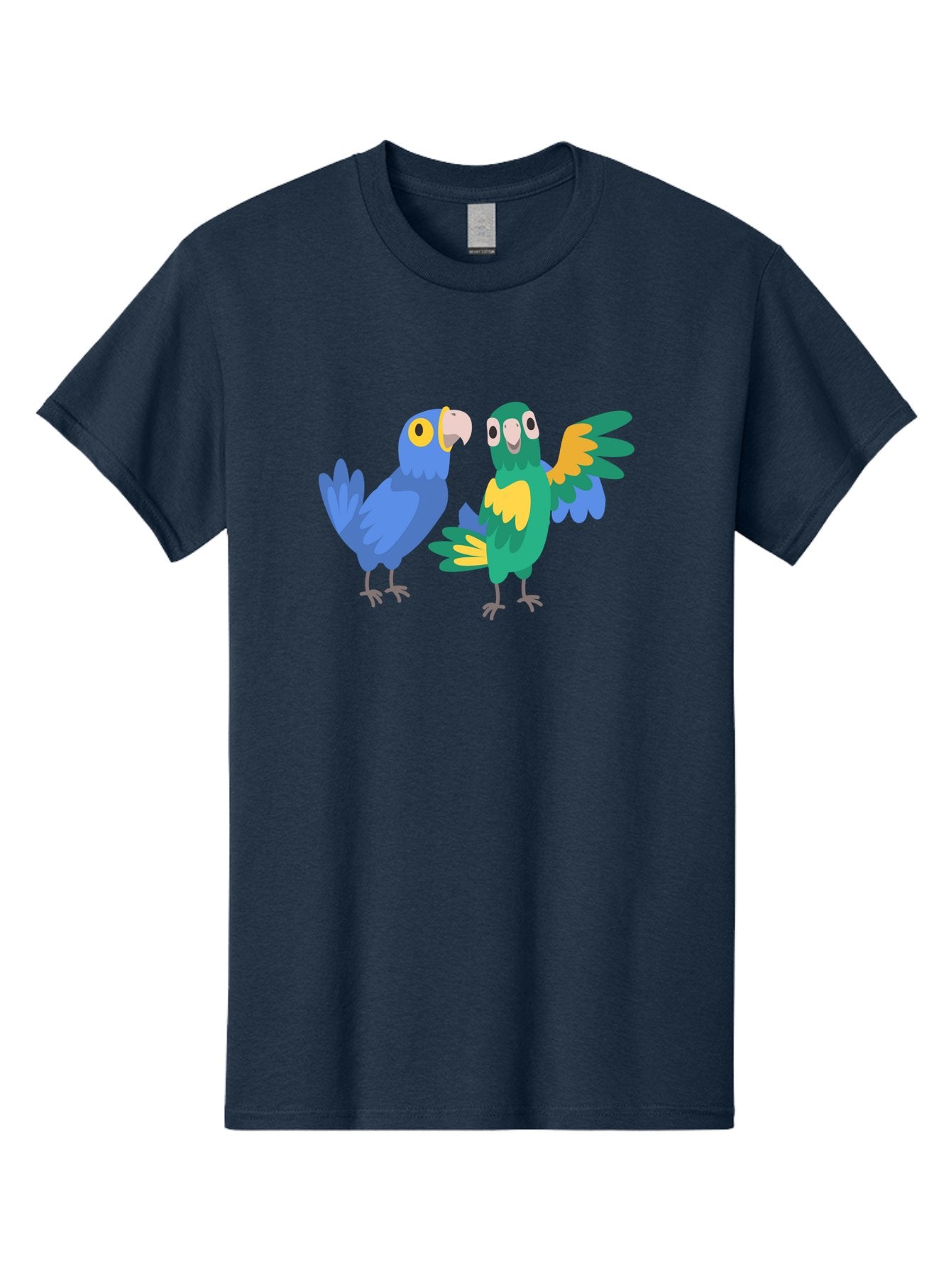 Two-Parrots Men'S Graphic Tee, 100% Cotton, Comfortable Casual Summer Wear, Machine Washable, Cartoon Parrots, Colorful Birds, Vibrant Plumage, Blue Parrot, Green Parrot, Yellow Accents, Playful Birds, Animated Creatures, Parrot Illustration, Aab896 15