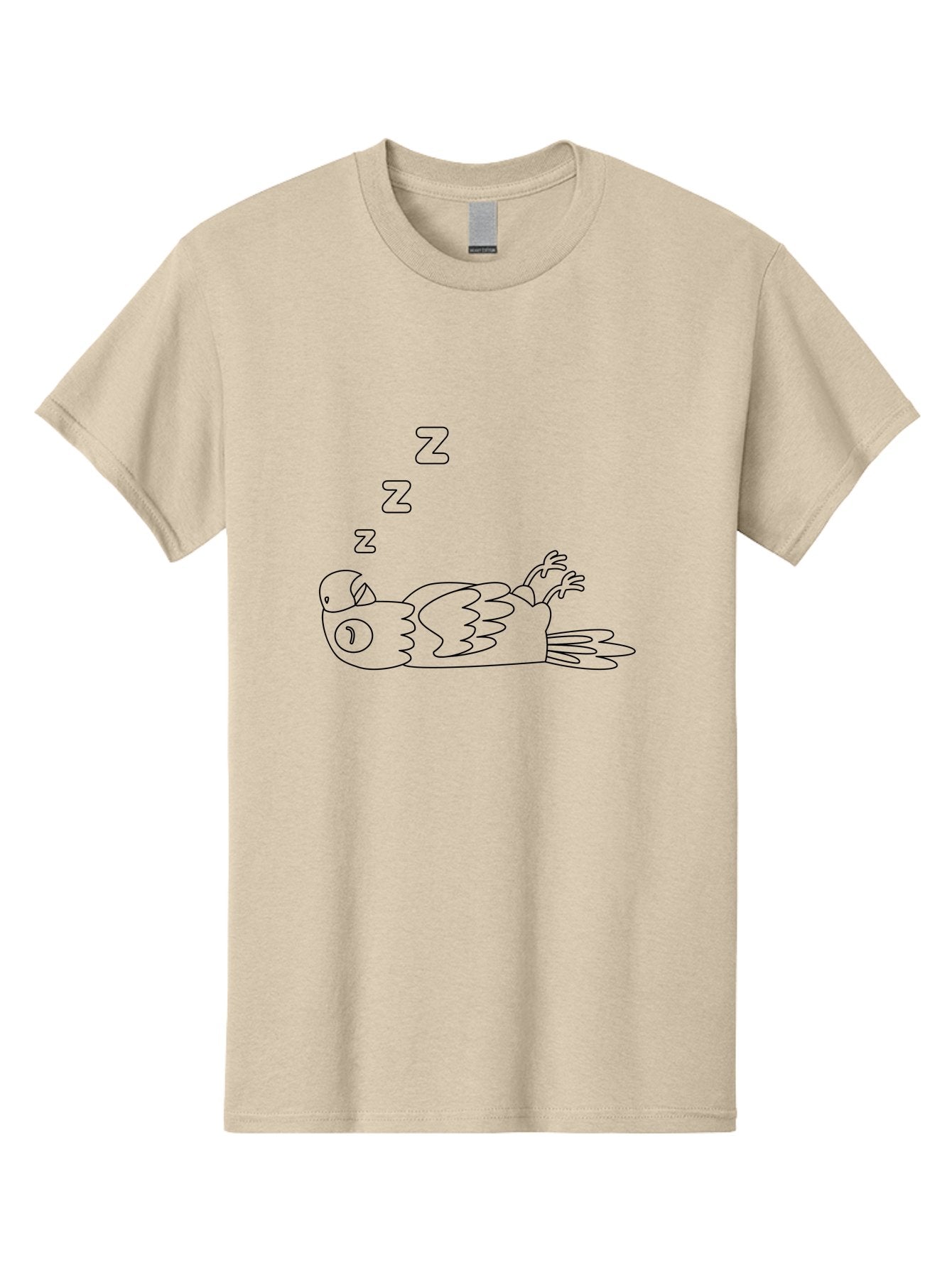 Z-Z-Z-Bird Men'S Graphic Tee, 100% Cotton, Comfortable Casual Summer Wear, Machine Washable, Sleeping Bird, Cartoon Character, Resting Animal, Dreamy Atmosphere, Peaceful Scene, Cute Illustration, Zzz, Sleep Mode, Relaxed Bird Aab897 4
