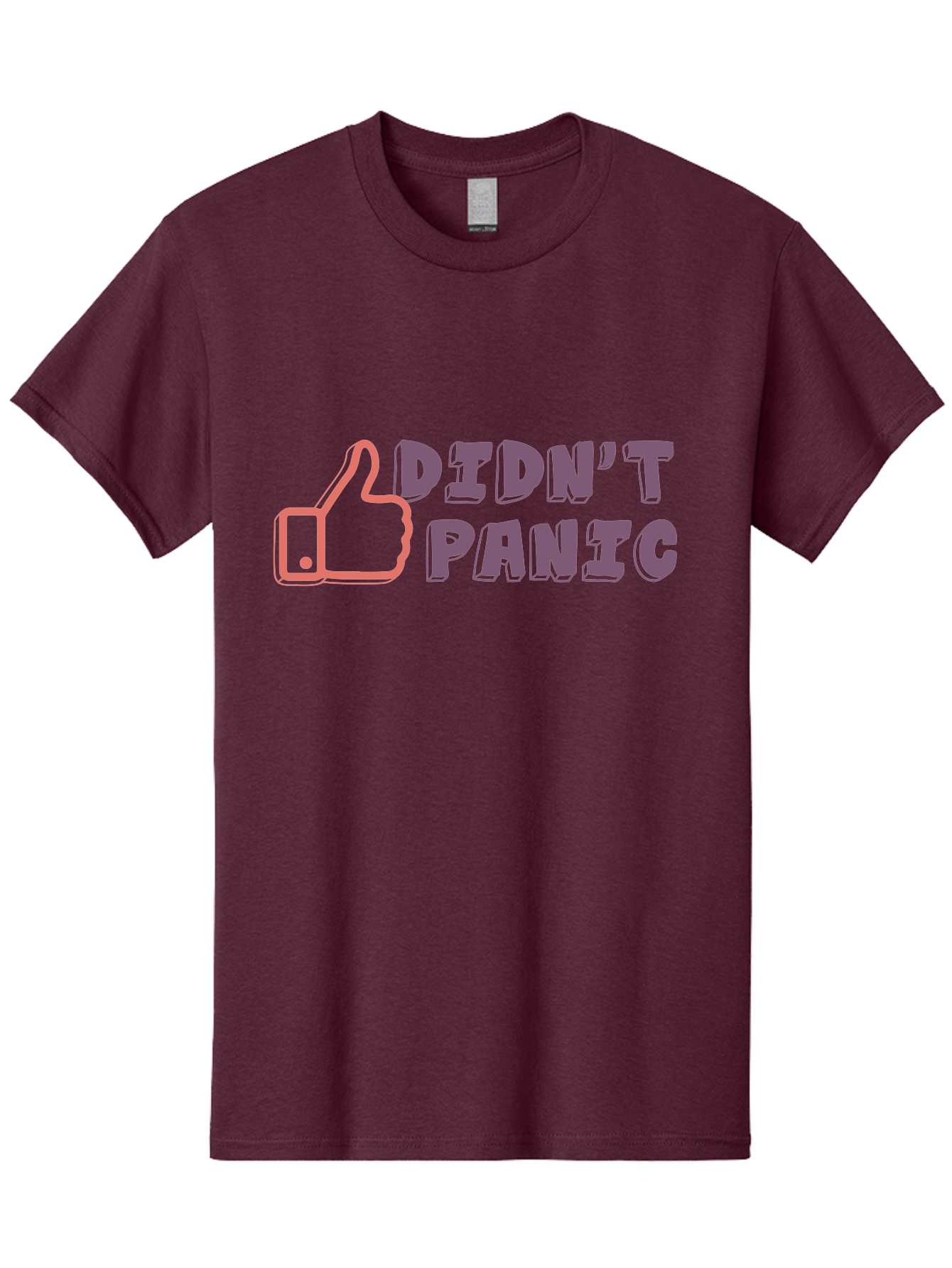Didn-T-Panic Men'S Graphic Tee, 100% Cotton, Comfortable Casual Summer Wear, Machine Washable, Thumbs Up, Approval, Calmness, Confidence, Positivity, Humor, Parody, Sarcasm, Laid Back Attitude, Relaxed Vibe, Funny Meme Aab898