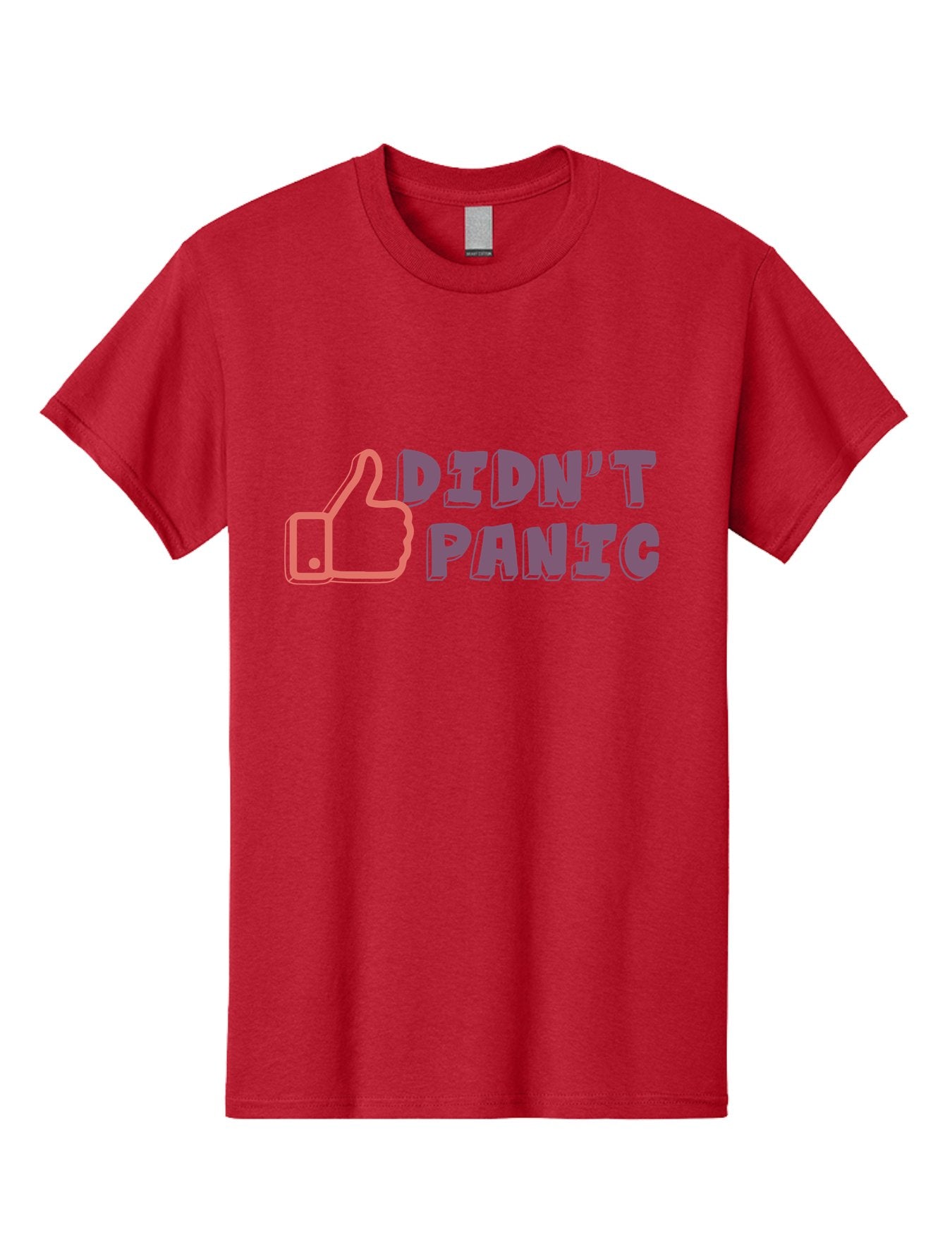 Didn-T-Panic Men'S Graphic Tee, 100% Cotton, Comfortable Casual Summer Wear, Machine Washable, Thumbs Up, Approval, Calmness, Confidence, Positivity, Humor, Parody, Sarcasm, Laid Back Attitude, Relaxed Vibe, Funny Meme Aab898