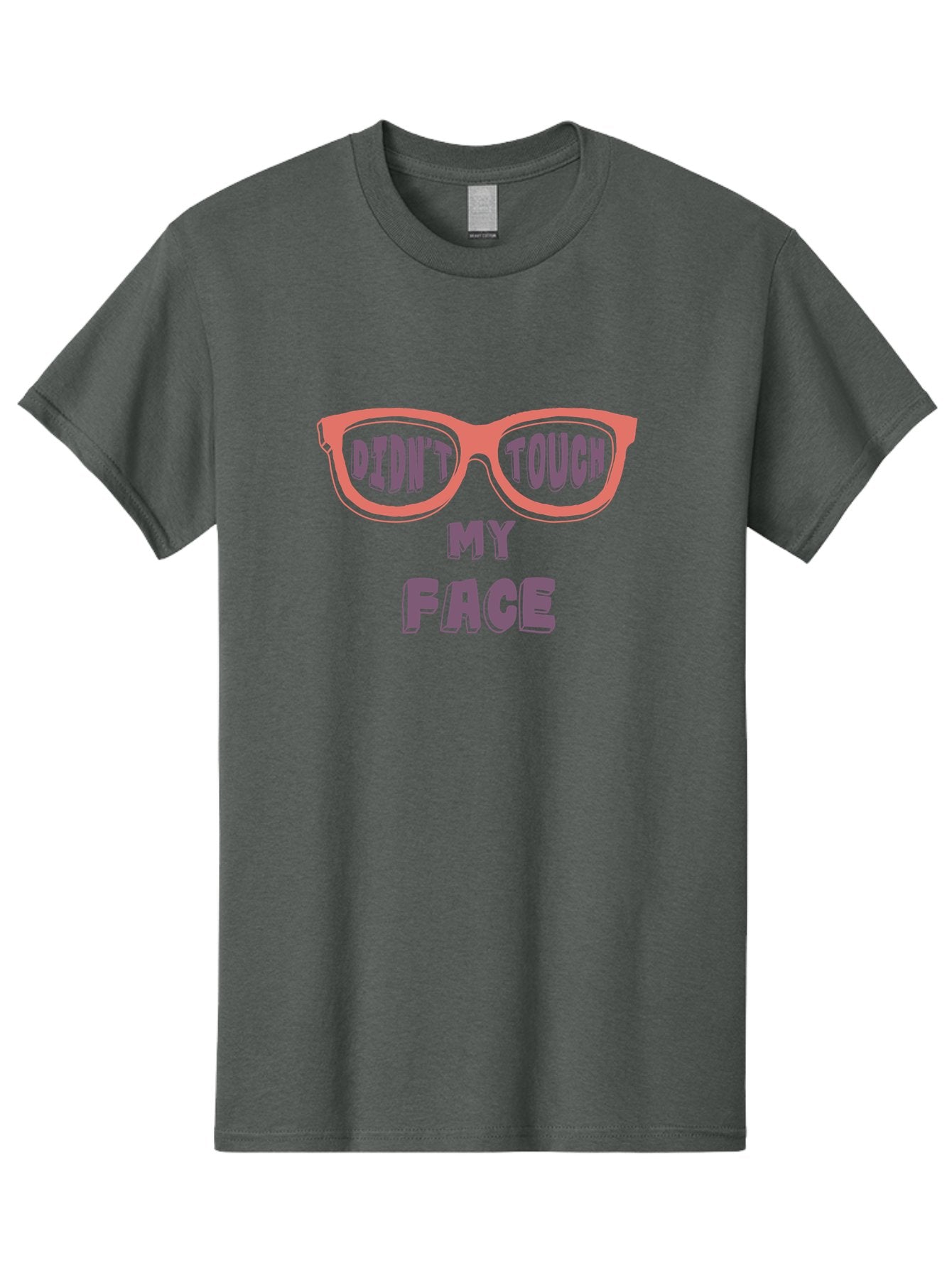 Didn-T-Touch-My-Face Men'S Graphic Tee, 100% Cotton, Comfortable Casual Summer Wear, Machine Washable, Funny Glasses, Quirky Saying, Humorous Design, Pink Glasses, Purple Text, Hygiene Reminder, Viral Meme, Eye-Catching Graphic, Aab900 13