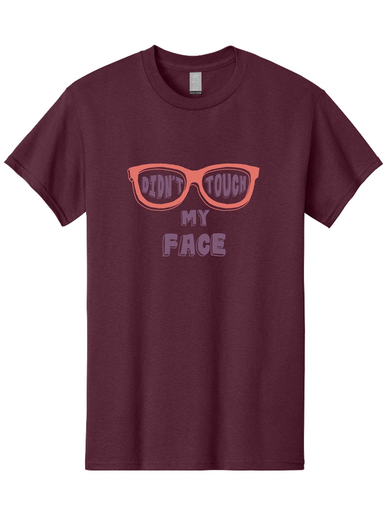 Didn-T-Touch-My-Face Men'S Graphic Tee, 100% Cotton, Comfortable Casual Summer Wear, Machine Washable, Funny Glasses, Quirky Saying, Humorous Design, Pink Glasses, Purple Text, Hygiene Reminder, Viral Meme, Eye-Catching Graphic, Aab900 5
