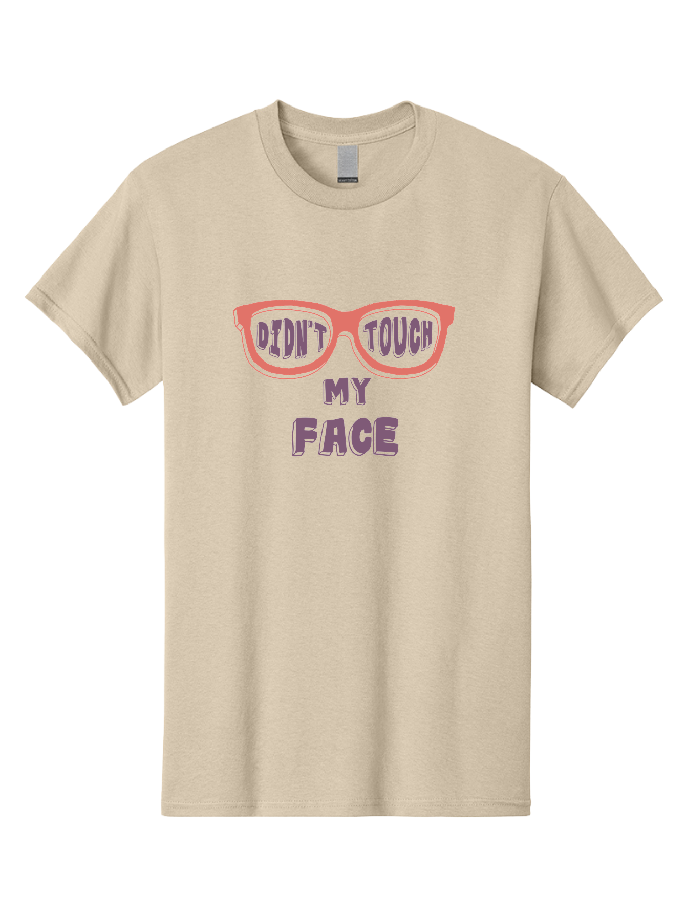 Didn-T-Touch-My-Face Men'S Graphic Tee, 100% Cotton, Comfortable Casual Summer Wear, Machine Washable, Funny Glasses, Quirky Saying, Humorous Design, Pink Glasses, Purple Text, Hygiene Reminder, Viral Meme, Eye-Catching Graphic, Aab900 21