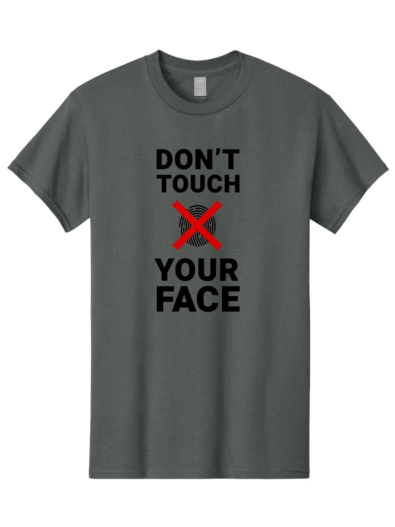 Don-T-Touch-Your-Face Men'S Graphic Tee, 100% Cotton, Comfortable Casual Summer Wear, Machine Washable, Public Health Warning, Hygiene Reminder, Face Touching Prevention, Fingerprint Graphic, Red Cross Symbol, Health Safety Message, Aab901 6