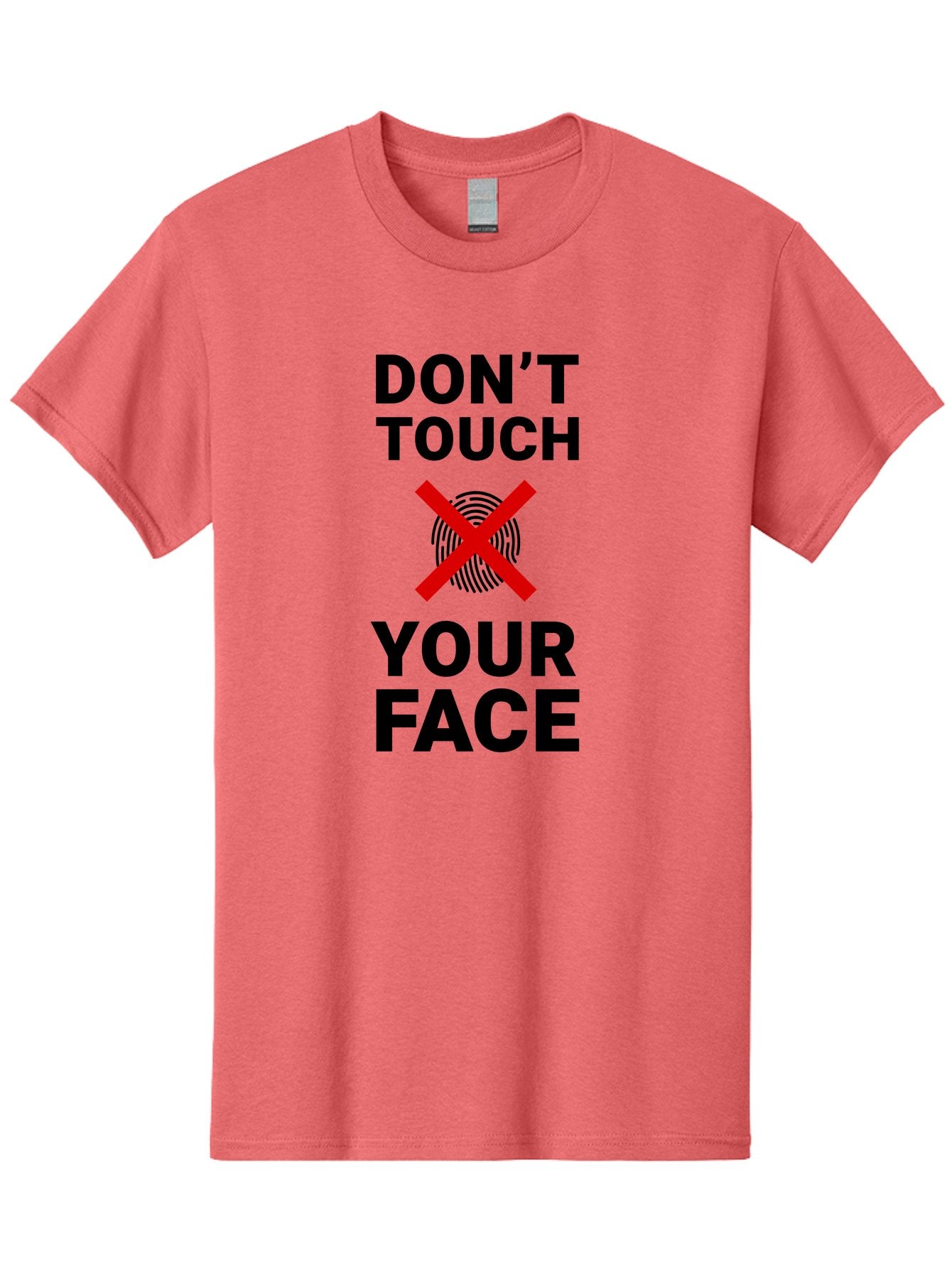 Don-T-Touch-Your-Face Men'S Graphic Tee, 100% Cotton, Comfortable Casual Summer Wear, Machine Washable, Public Health Warning, Hygiene Reminder, Face Touching Prevention, Fingerprint Graphic, Red Cross Symbol, Health Safety Message, Aab901 14