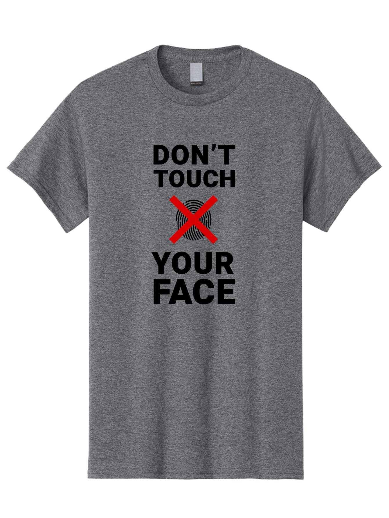 Don-T-Touch-Your-Face Men'S Graphic Tee, 100% Cotton, Comfortable Casual Summer Wear, Machine Washable, Public Health Warning, Hygiene Reminder, Face Touching Prevention, Fingerprint Graphic, Red Cross Symbol, Health Safety Message, Aab901 8