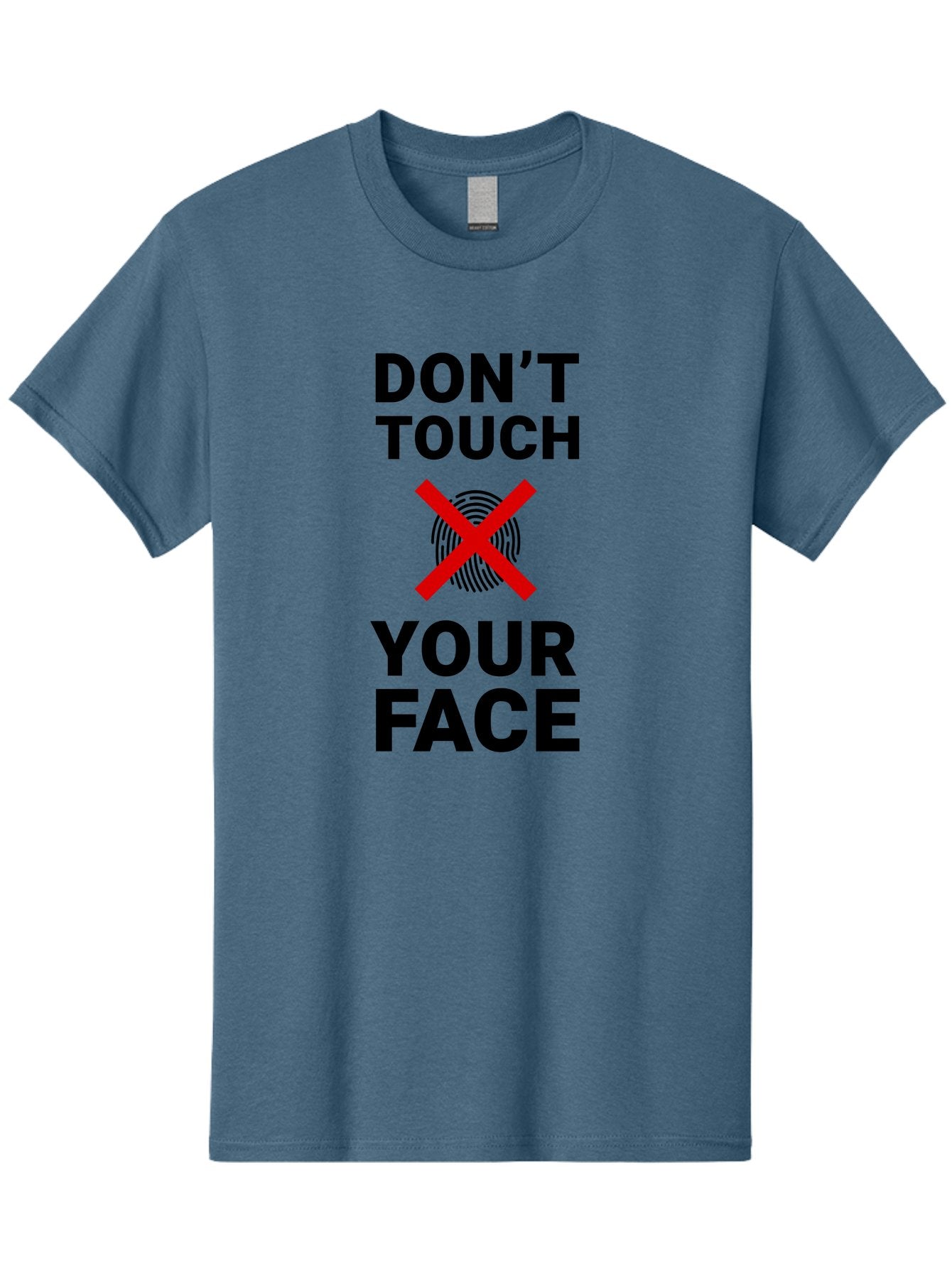 Don-T-Touch-Your-Face Men'S Graphic Tee, 100% Cotton, Comfortable Casual Summer Wear, Machine Washable, Public Health Warning, Hygiene Reminder, Face Touching Prevention, Fingerprint Graphic, Red Cross Symbol, Health Safety Message, Aab901 5