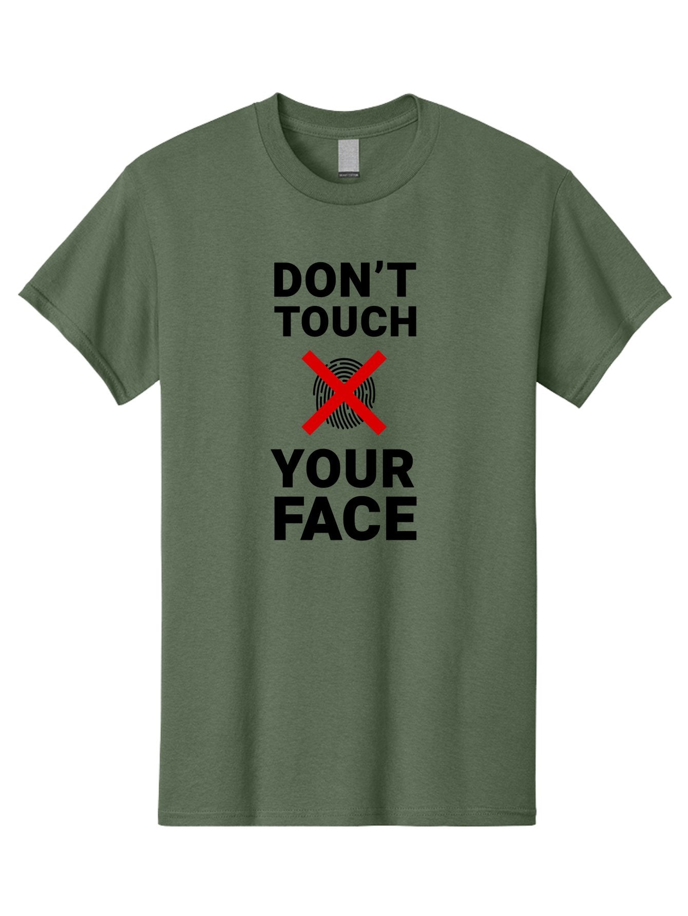 Don-T-Touch-Your-Face Men'S Graphic Tee, 100% Cotton, Comfortable Casual Summer Wear, Machine Washable, Public Health Warning, Hygiene Reminder, Face Touching Prevention, Fingerprint Graphic, Red Cross Symbol, Health Safety Message, Aab901 11
